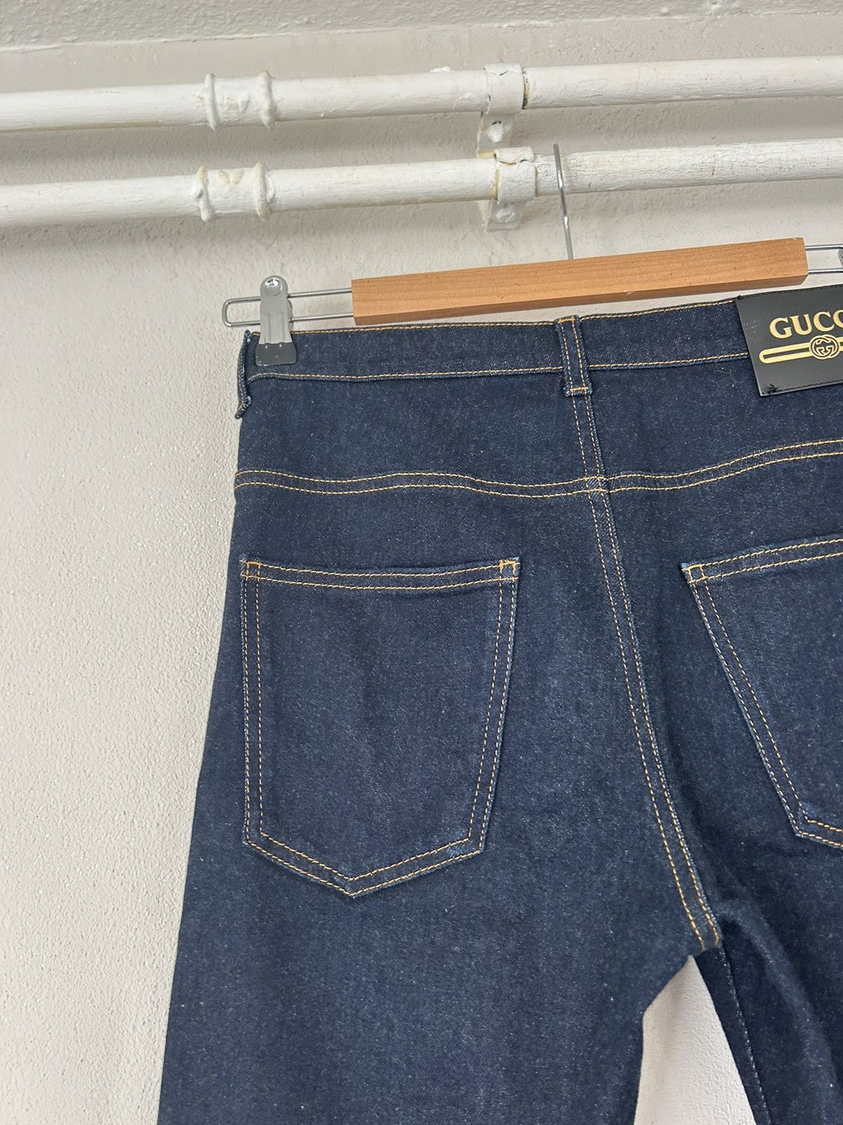 Gucci Indigo Raw Denim Jeans with Gucci Badge Size US 31 - 7 Thumbnail