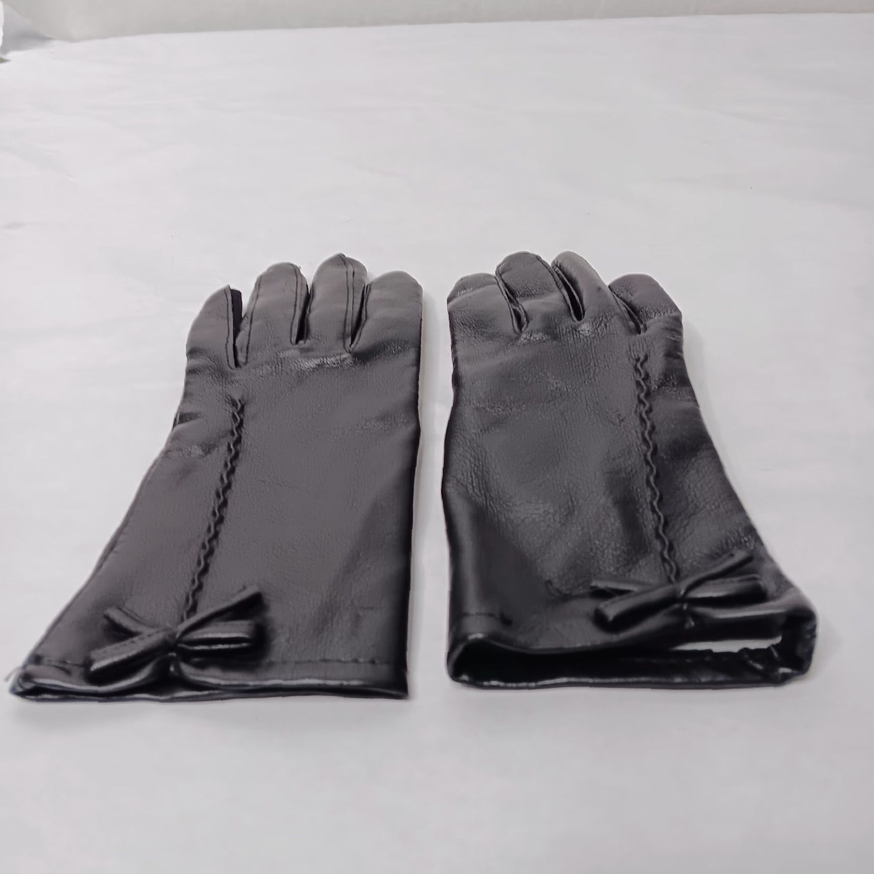 Vintage VINTAGE Unbranded Jelmin Vinyl Gloves Tricot Lining Women XS Black Everyday 8.75" Medium-Finger 3" Length Size ONE SIZE - 3 Thumbnail
