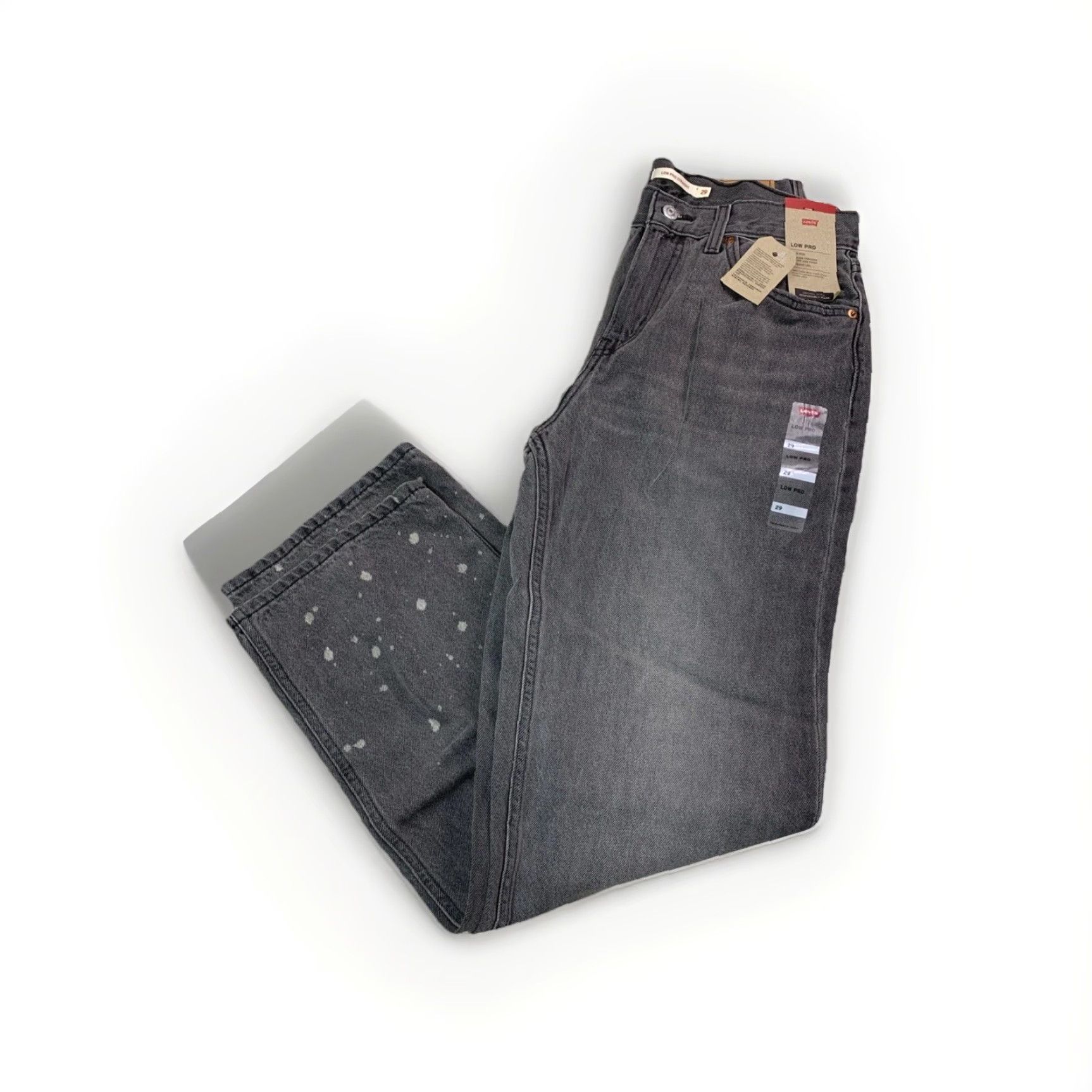 Levi's VINTAGE Levi’s Low Pro Straight Jeans Womens 29 NWT12658 Charcoal Grey Splattered Cotton Blend Denim Members Mens Womens Size 29" - 3 Thumbnail