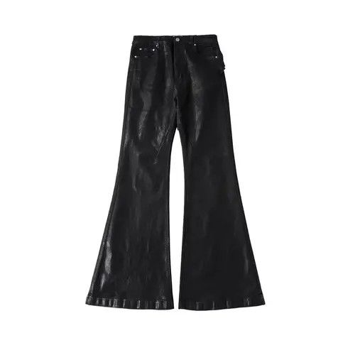 VIBE Streetwear Wax Leather Stretch Hombre Baggy Flare Pants Size US 33 - 3 Thumbnail
