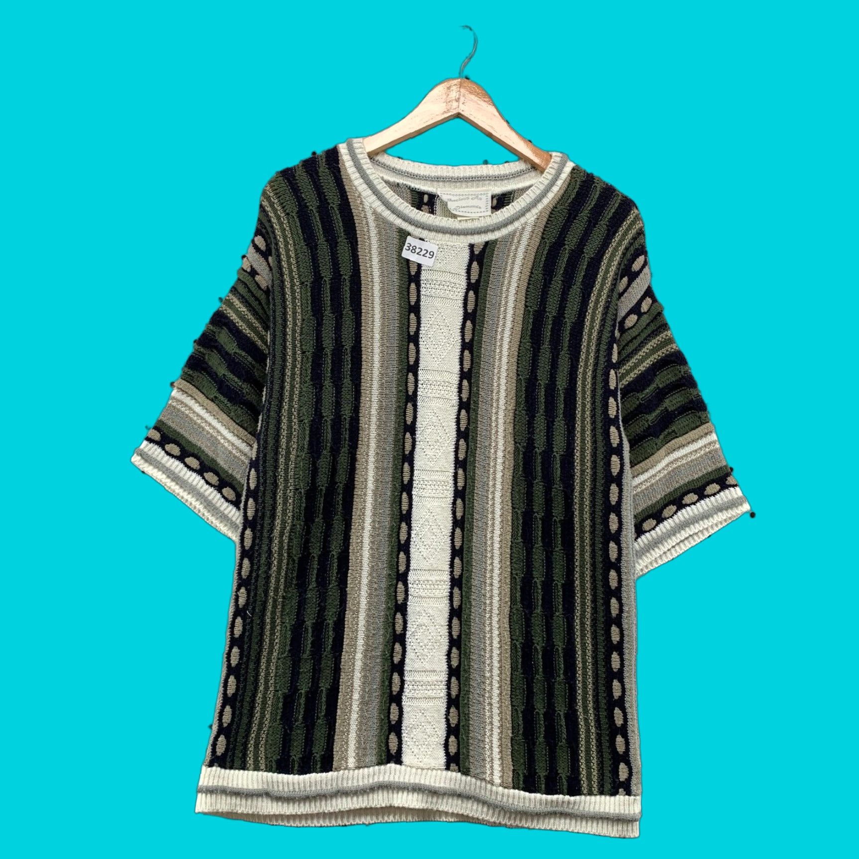 VINTAGE COOGI Men's Short Sleeve Knit Sweater L Multicolor 80s 90s