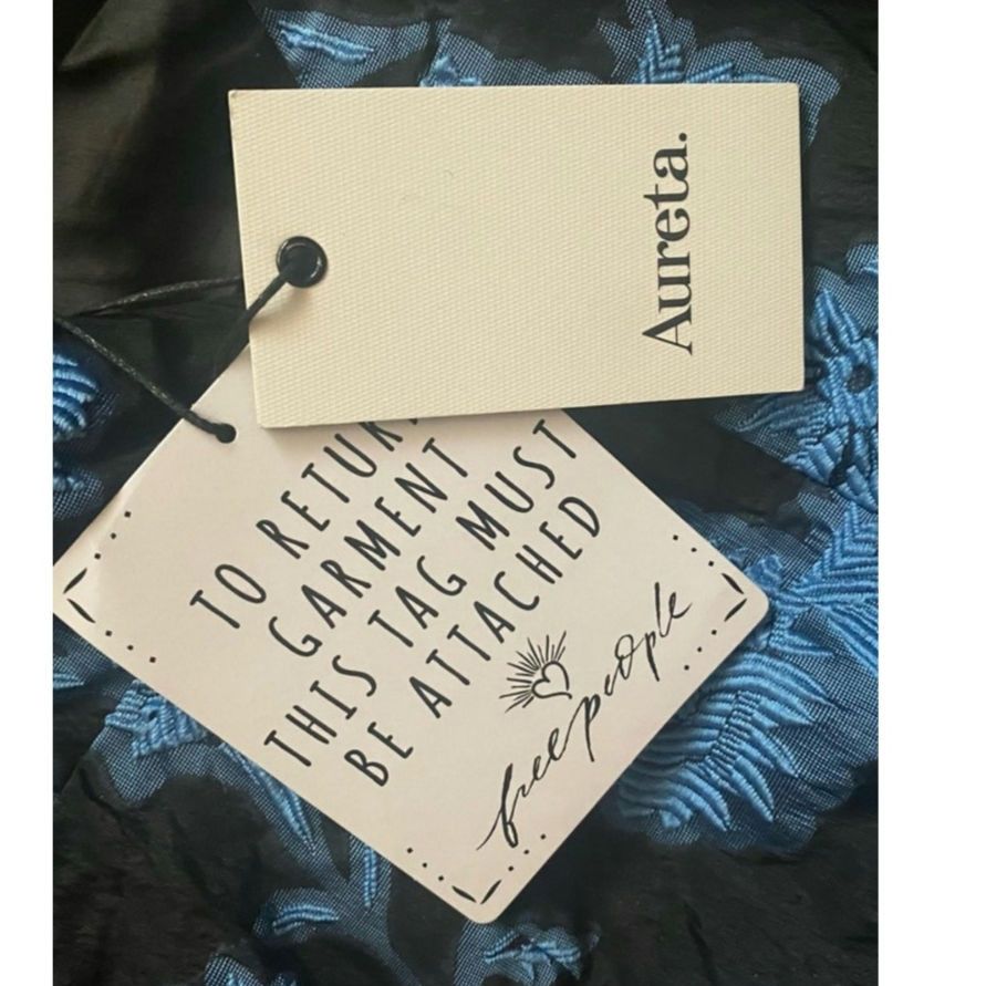 Free People New FREE PEOPLE Aureta Georgia Mini Dress $268 XS Black/Blue Size XS / US 0-2 / IT 36-38 - 8 Thumbnail