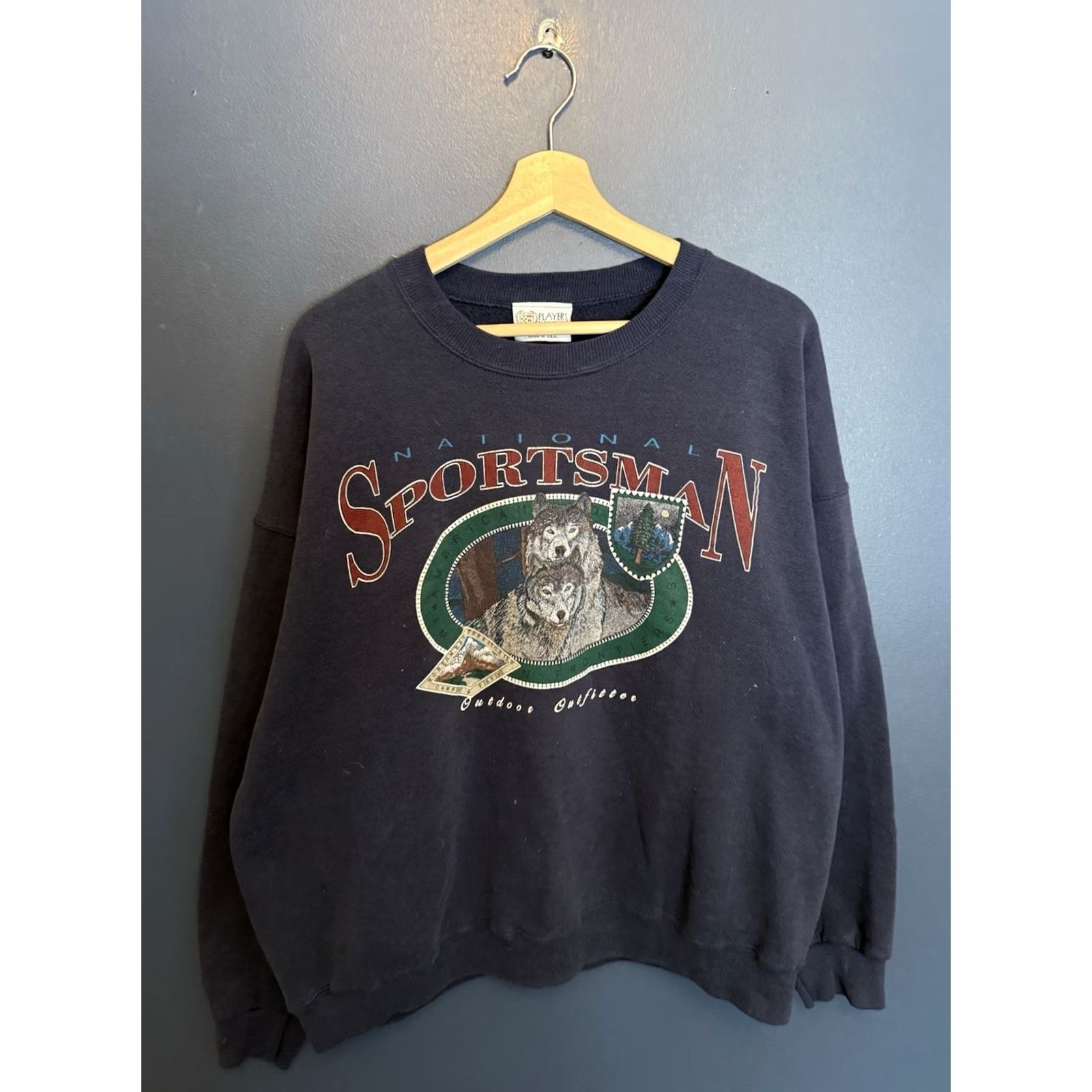 Vintage VINTAGE 90s National Sportsman Wolf Graphic Blue Cotton Sweatshirt XL Men Pullover Cotton 90s Blue Wolf Graphic Sweatshirt Mens XL Size US XL / EU 56 / 4 - 3 Thumbnail
