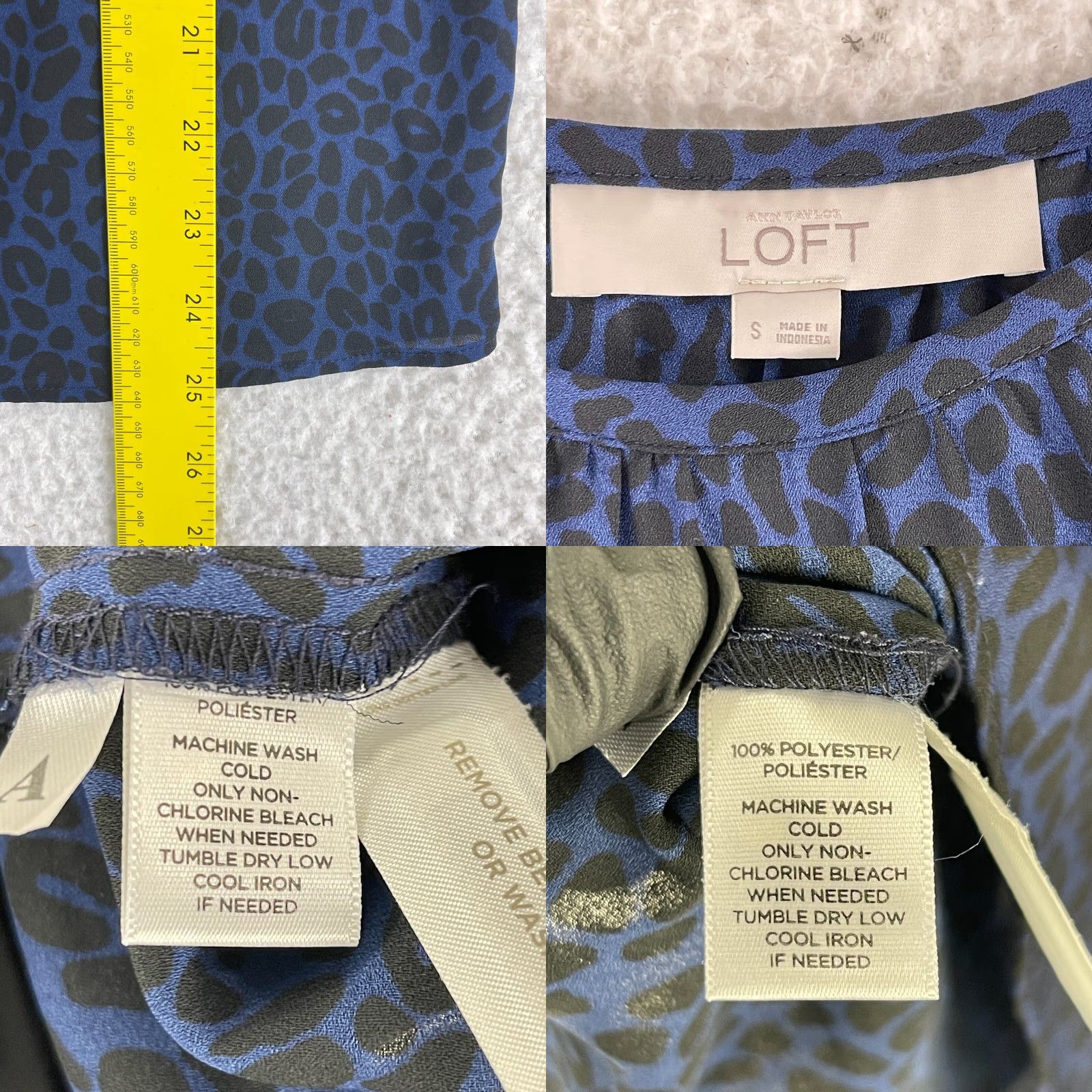 Ann Taylor Ann Taylor LOFT Shirt Women Small Blue Animal Print Long Sleeve Lightweight Size S / US 4 / IT 40 - 8 Thumbnail
