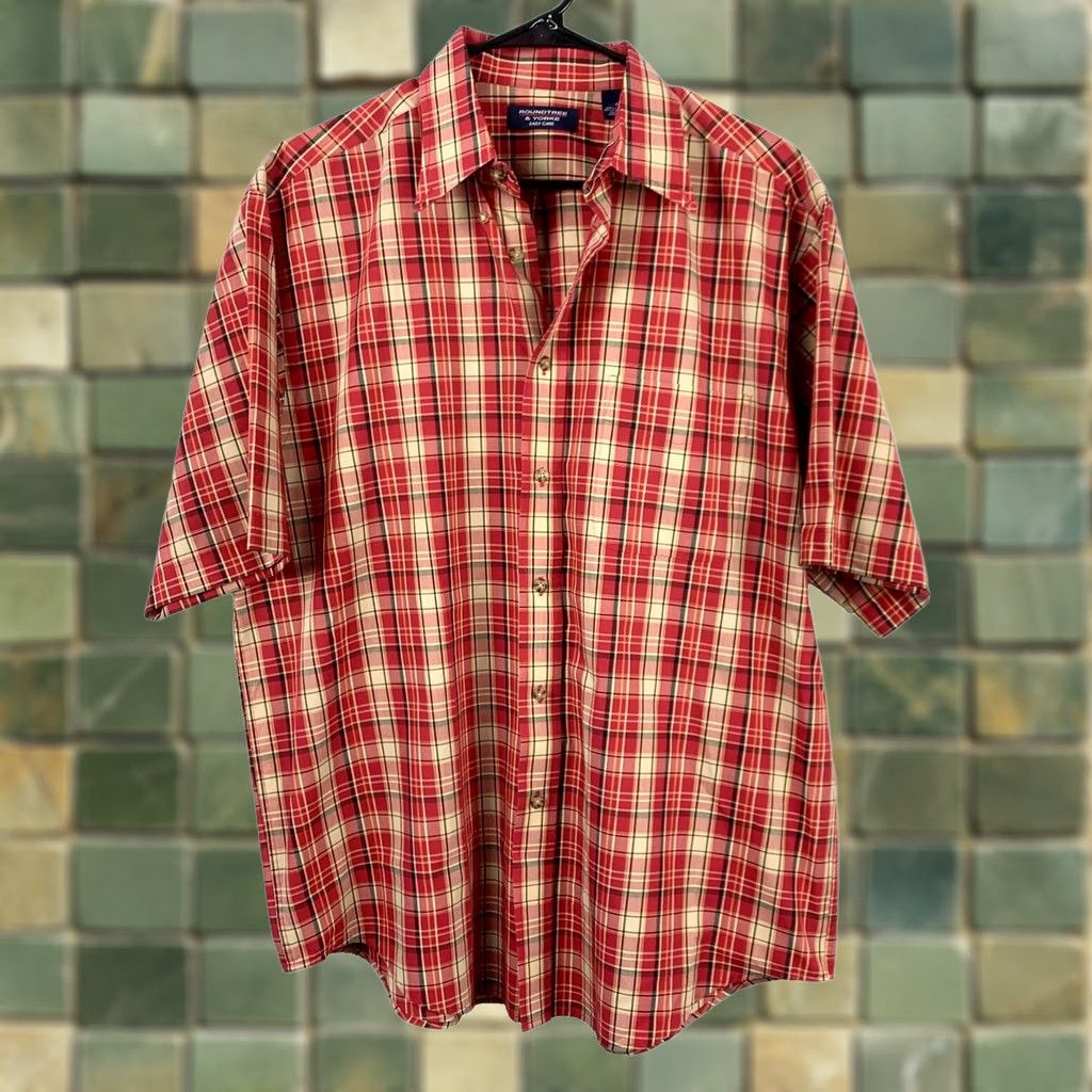 Roundtree & Yorke VINTAGE Roundtree & Yorke Red Plaid Short Sleeve Button Shirt Mens Large Size US L / EU 52-54 / 3 - 1 Thumbnail