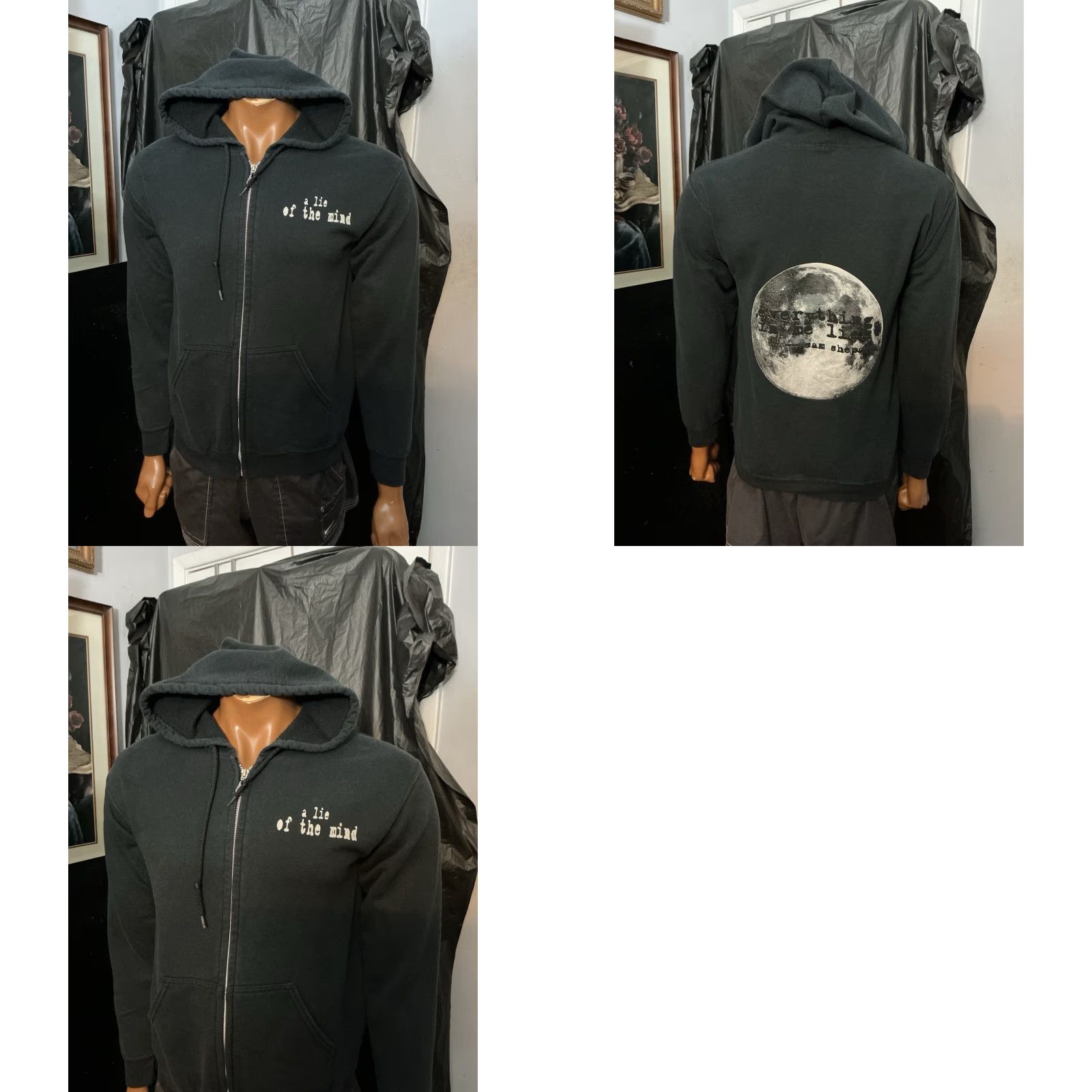 Gildan VINTAGE Sam Shepard A Lie Of The Mind Everything In Me Lies Play Full Zip Black Hoodie S Size US S / EU 44-46 / 1 - 8 Thumbnail