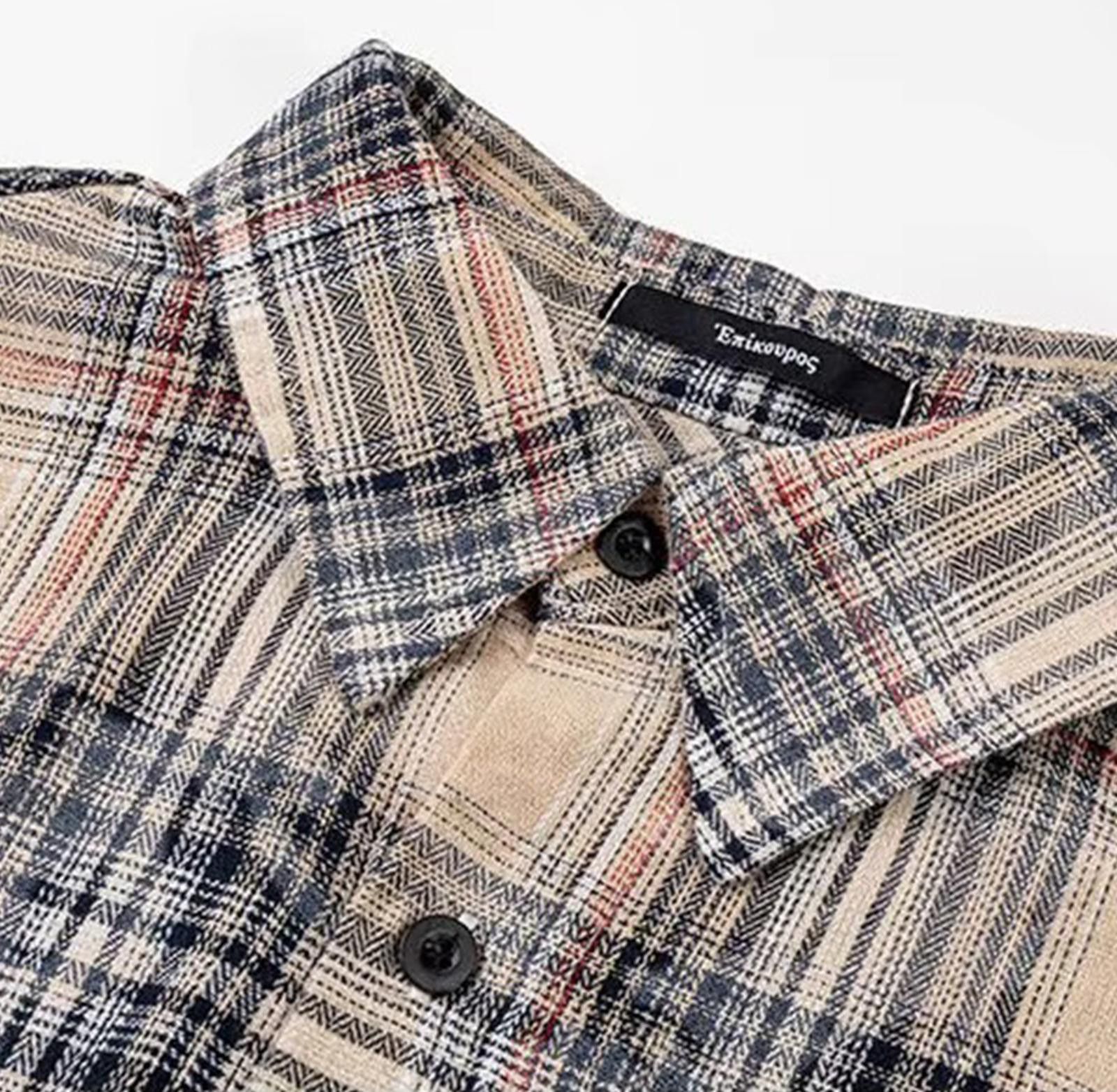 Japanese Brand Red Plaid Frayed Hem Casual Shirt, Long Sleeve Shirt Size US M / EU 48-50 / 2 - 6 Thumbnail