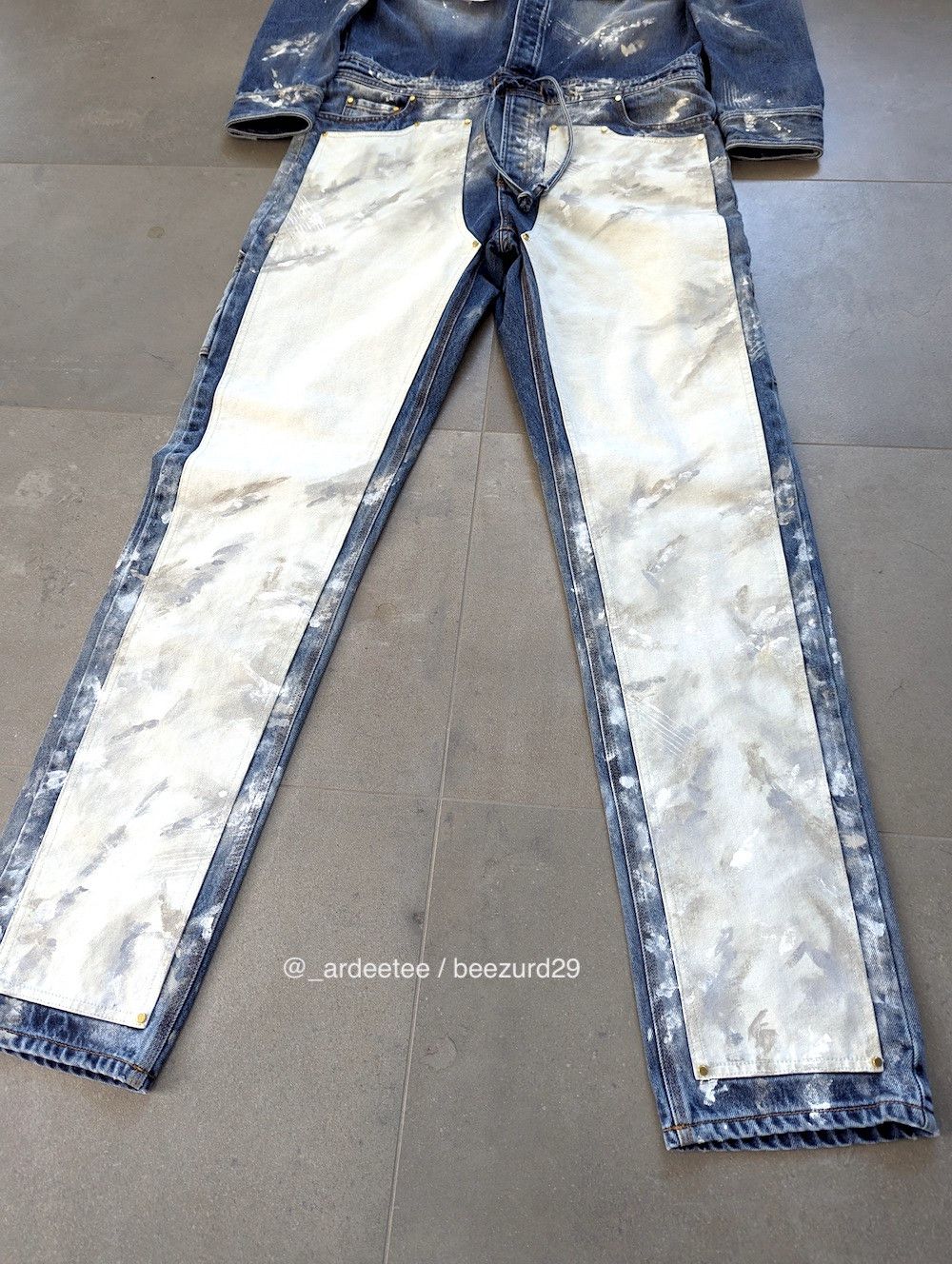 Off-White *NEW* VIRGIL ABLOH SS16 PAINTED CARPENTER DENIM JUMPSUIT Size US 32 / EU 48 - 5 Thumbnail