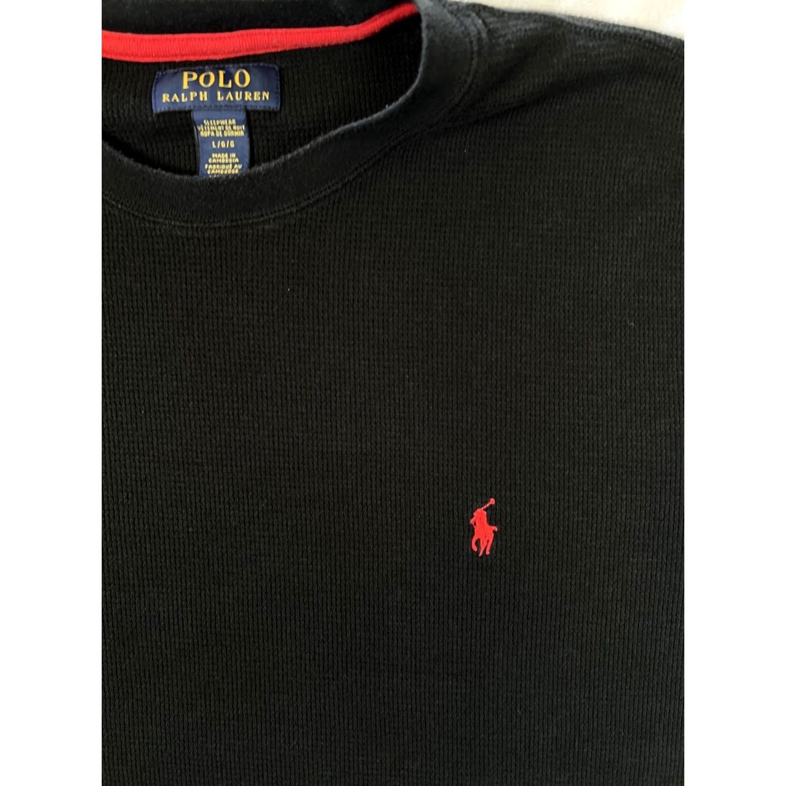 Polo Ralph Lauren Polo Ralph Lauren Sleep Shirt Black L Long Sleeve Crew Neck Waffle Knit Logo Size US L / EU 52-54 / 3 - 2 Thumbnail