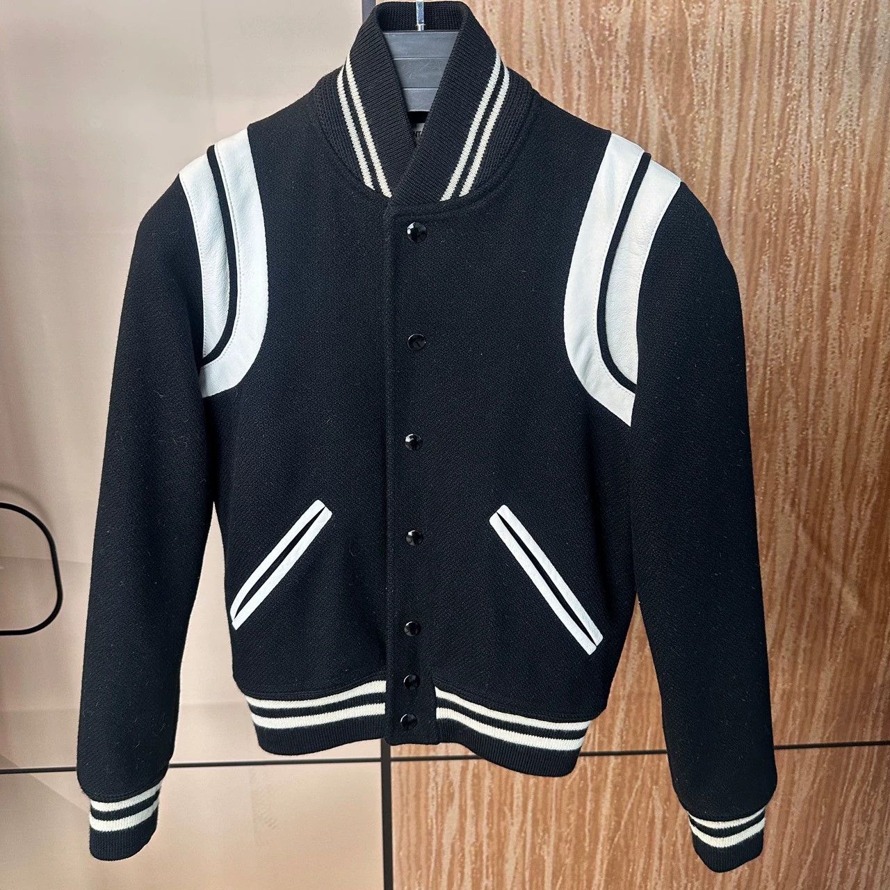 Saint Laurent Paris Saint Laurent Paris Black and white baseball jacket Size US S / EU 44-46 / 1 - 1 Thumbnail