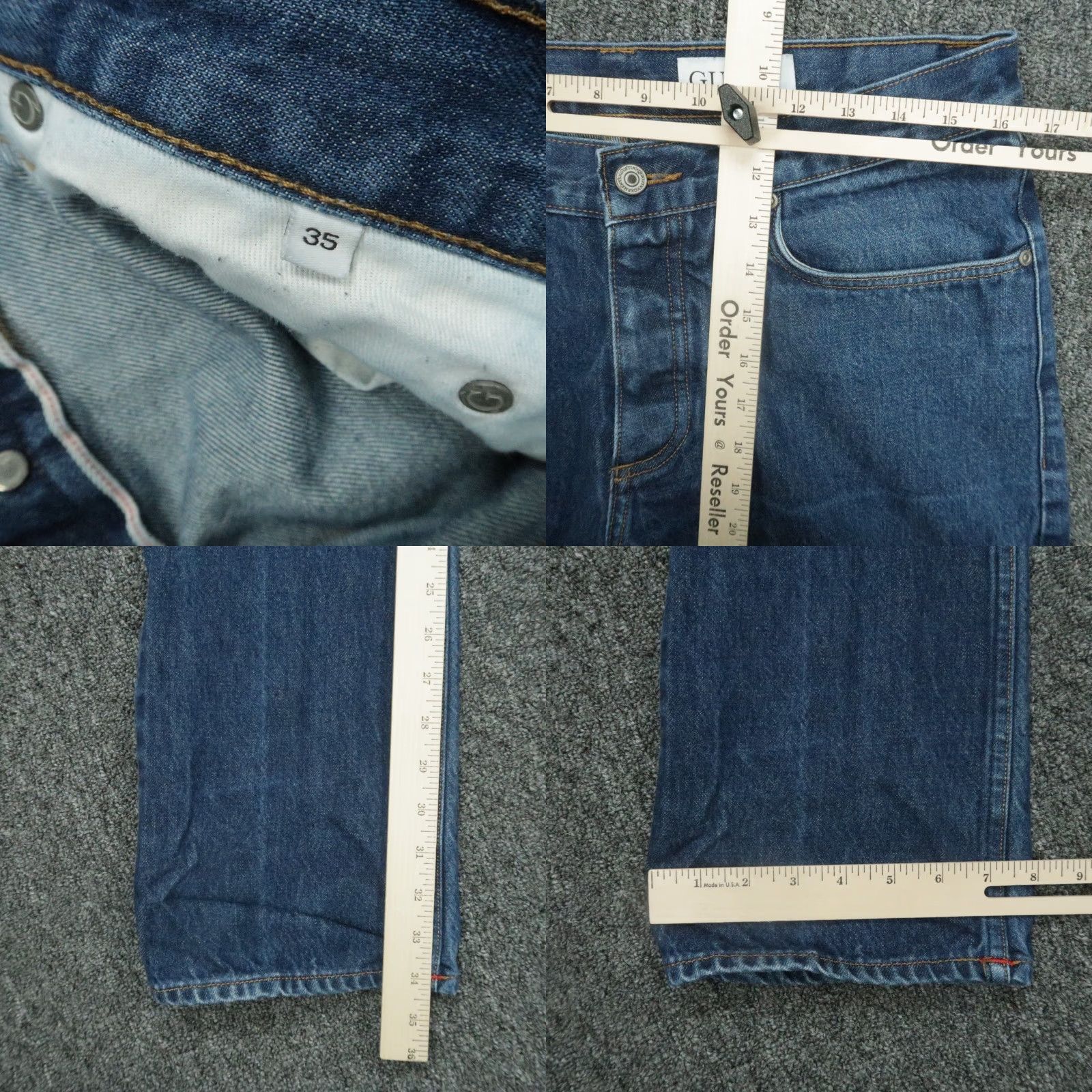 Gustin Gustin Jeans Mens 32x34 Blue California Straight Selvedge 5 Pocket Button Fly Size US 32 / EU 48 - 8 Thumbnail