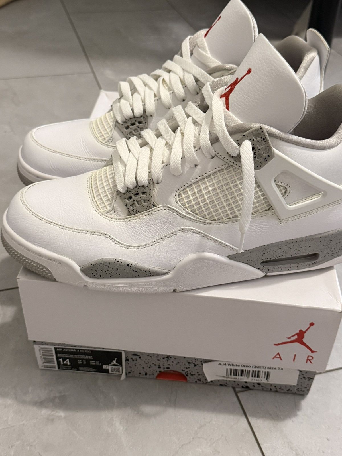 Jordan 4 Retro White Oreo Size 14