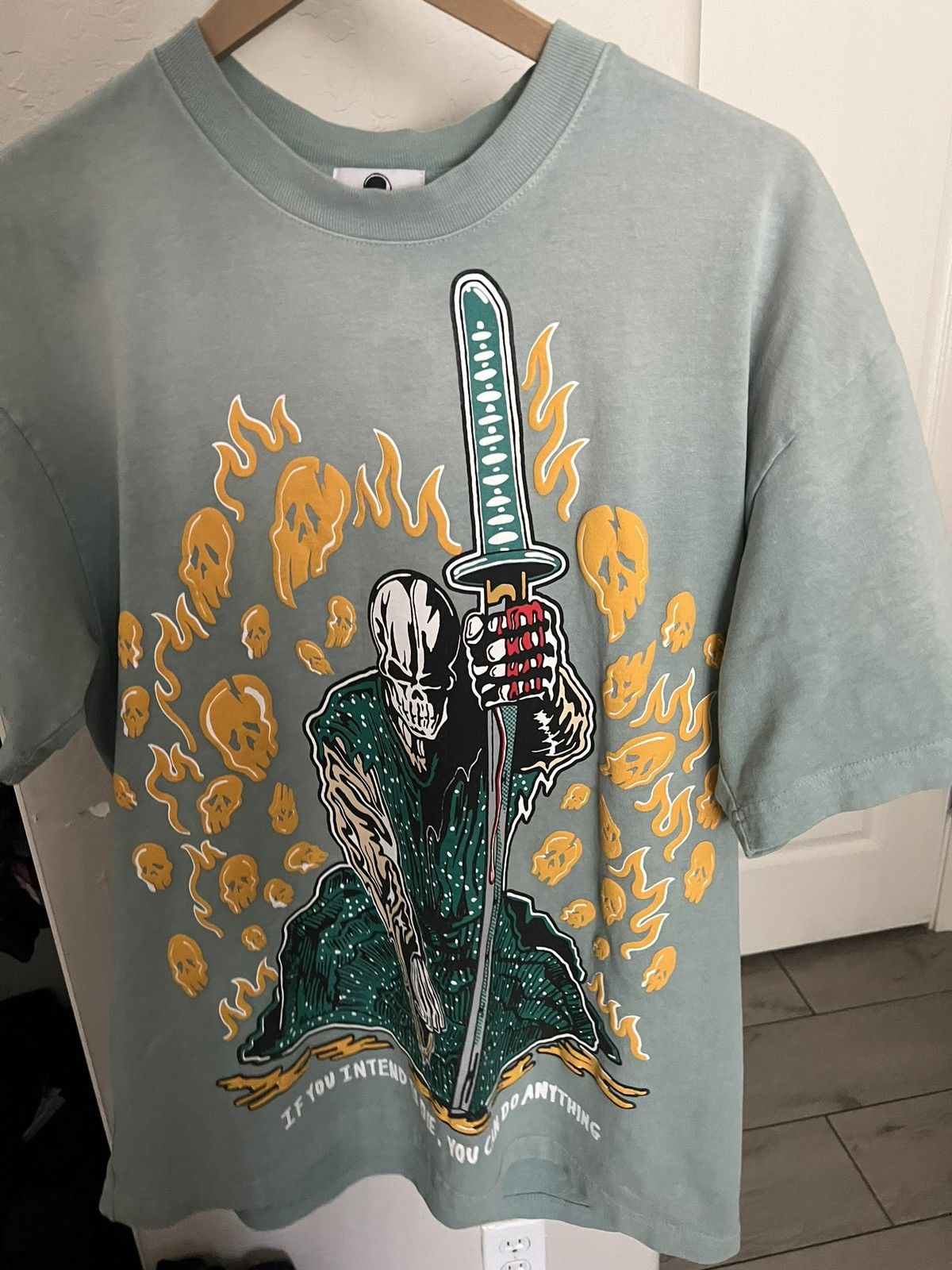 Vintage Warren Lotas Orange Skulls T-Shirt Size US M / EU 48-50 / 2 - 2 Thumbnail