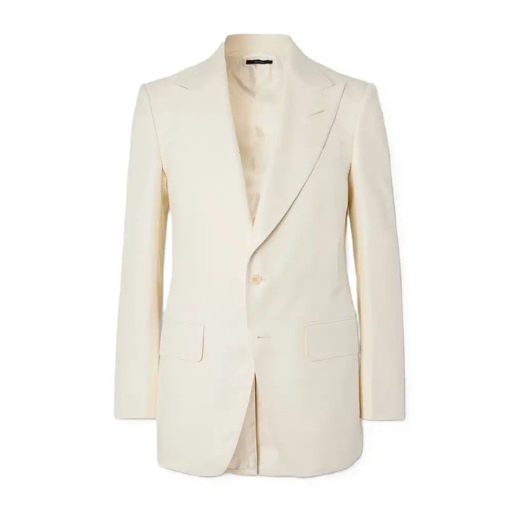 Tom Ford o1loc1c0326 JHAP04 Atticus Silk Dinner Jacket in White Size US M / EU 48-50 / 2 - 1 Thumbnail