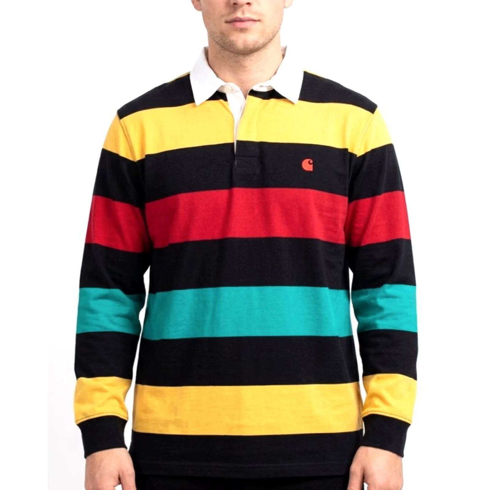Carhartt Wip CARHARTT WIP Rugby Shirt Men Size L Long Sleeve Striped VR3995 Size US L / EU 52-54 / 3 - 2 Thumbnail