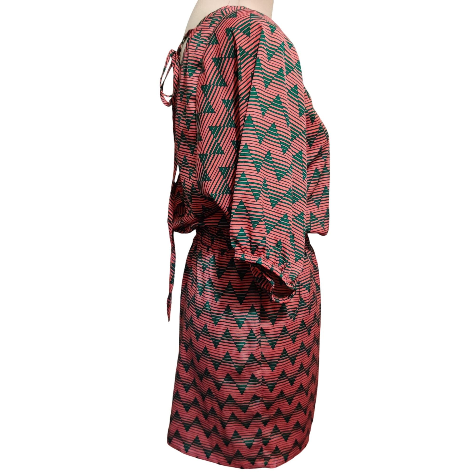 Other Emma Rose S Coral Green Chevron Tie Back Dress Boho Retro Bl Size S / US 4 / IT 40 - 8 Thumbnail