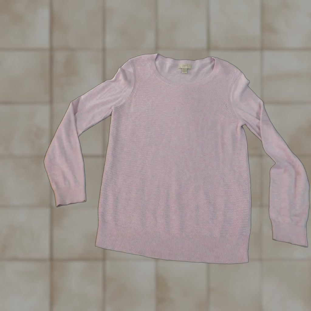 Loft LOFT Purple Knit Pullover Womens Cotton Rayon Loft Sweater Large Casual Crew Neck Long Sleeve Rib Knit Solid Size L / US 10 / IT 46 - 1 Thumbnail
