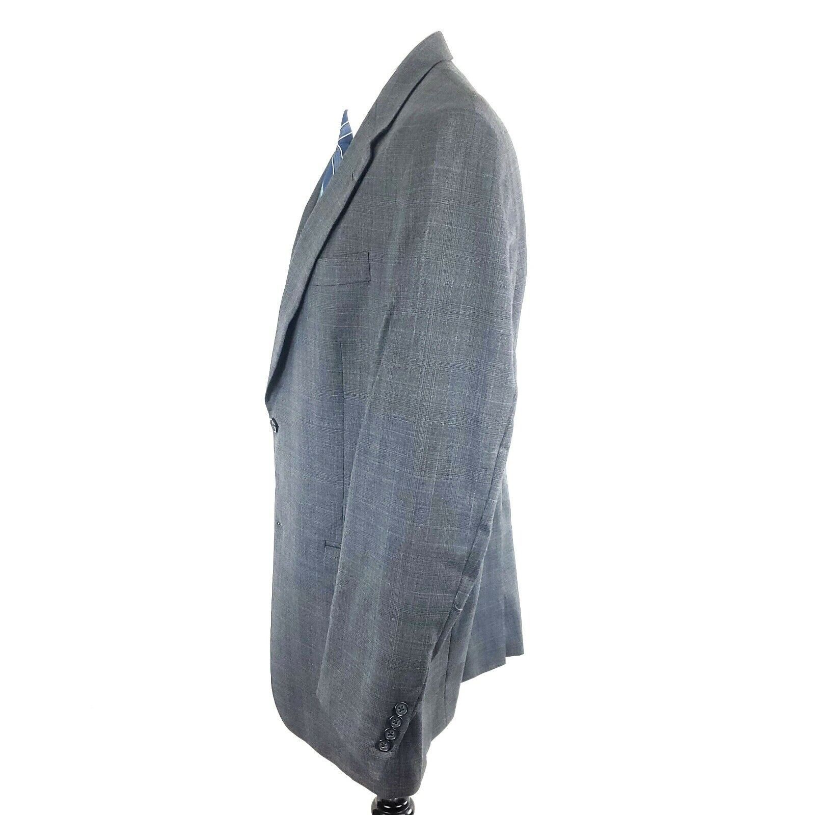 Hart Schaffner Marx Hart Schaffner Marx 44L 2 Button Glen Plaid Windowpane Wool Size 44L - 5 Thumbnail