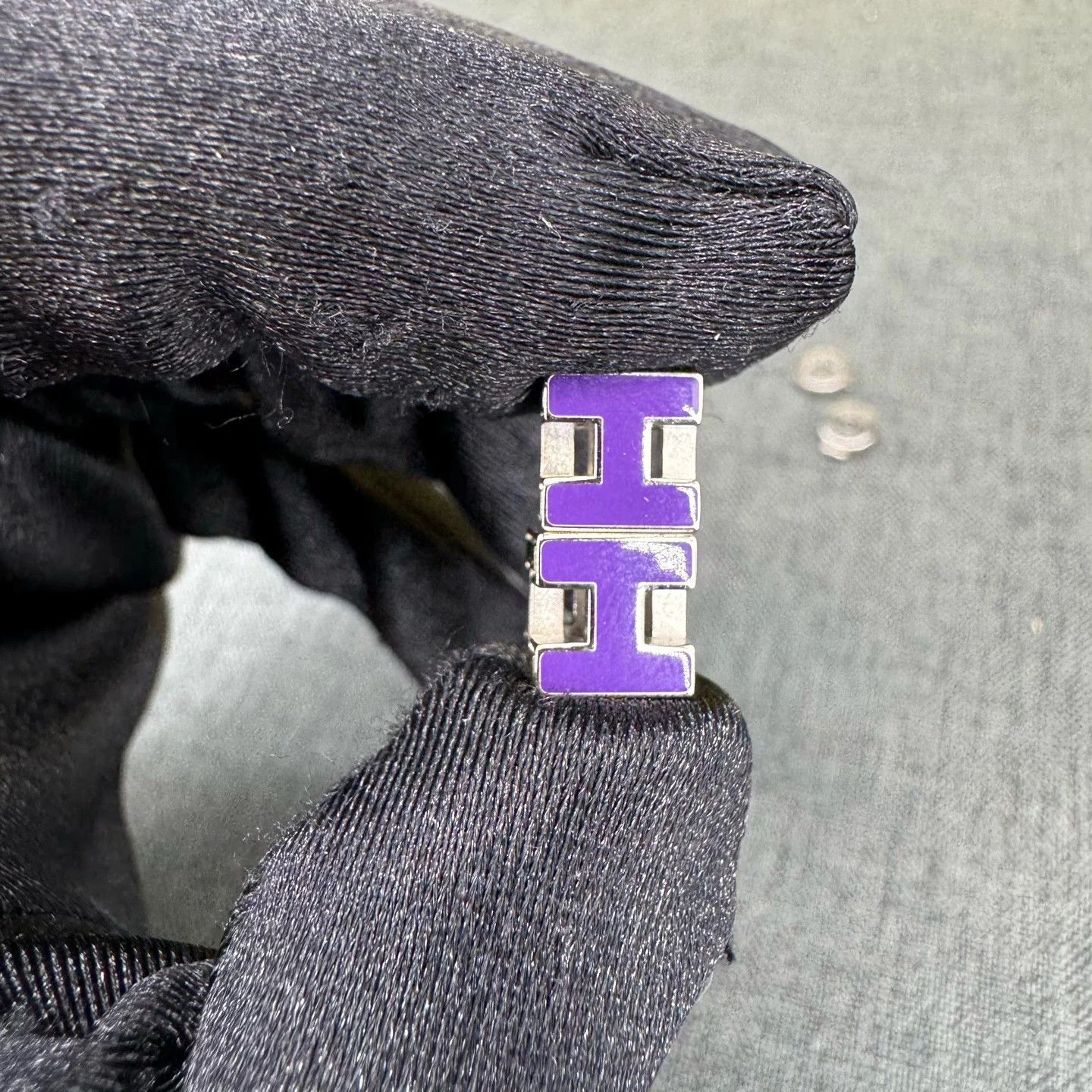 Hermes Hermes Purple Silver Earrings 99 New One Size Size ONE SIZE - 2 Thumbnail