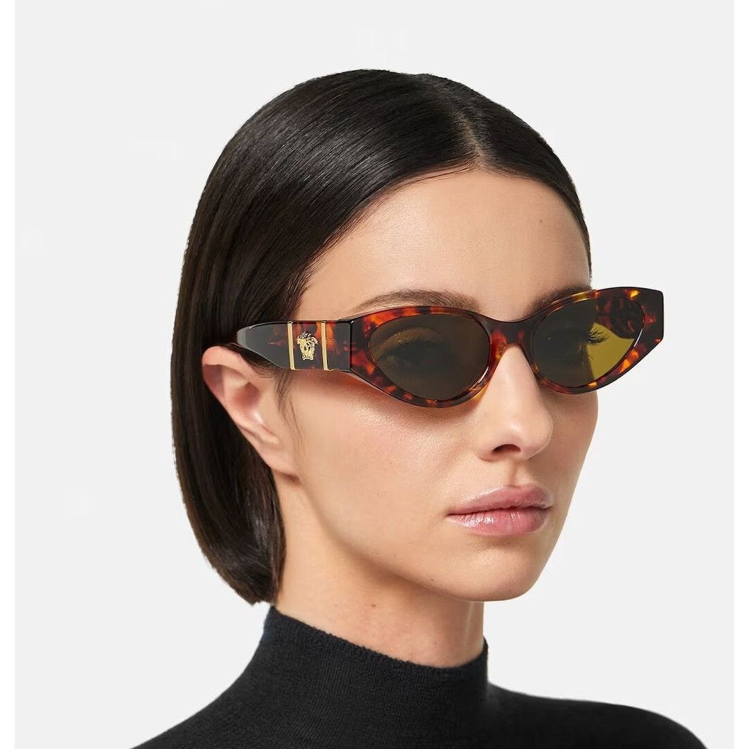image of New Versace Ve4454 - 543773 Medusa Legend Cat-Eye Sunglasses in Havana, Men's