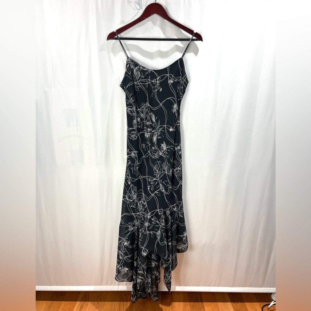 Other Y2K Vtg Black Floral Printed Cami Slip Bias Midi Dress 12/M Size M / US 6-8 / IT 42-44 - 2 Thumbnail