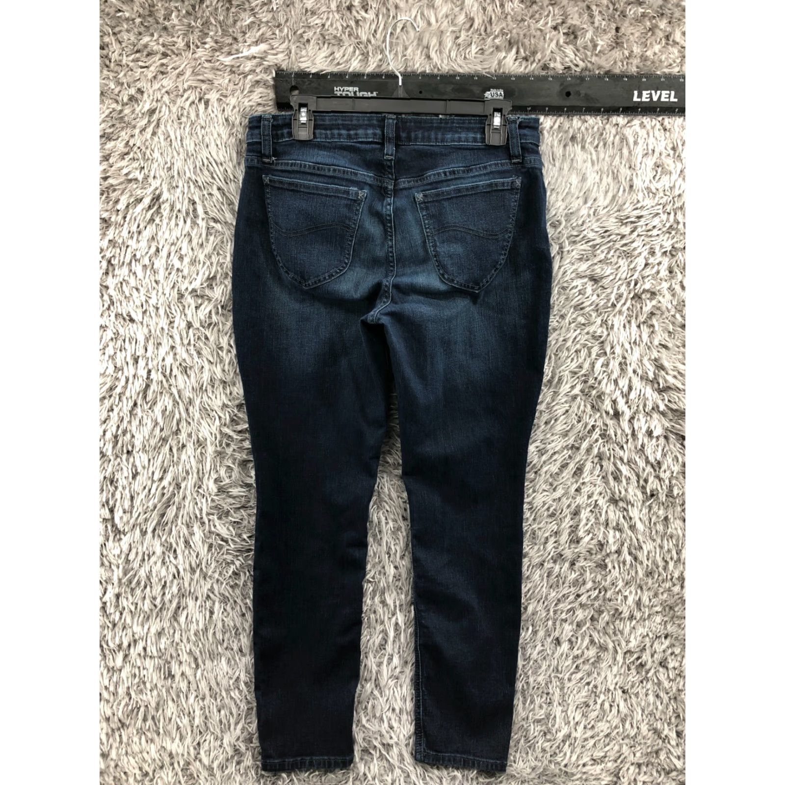 Lee Lee Riders Jeans Mid Rise Skinny Womens Size 12 Blue Dark Wash 28in Inseam Regular Fit Cotton Denim Zip Button Pockets 5-Pocket Size 34" / US 12 / IT 48 - 5 Thumbnail