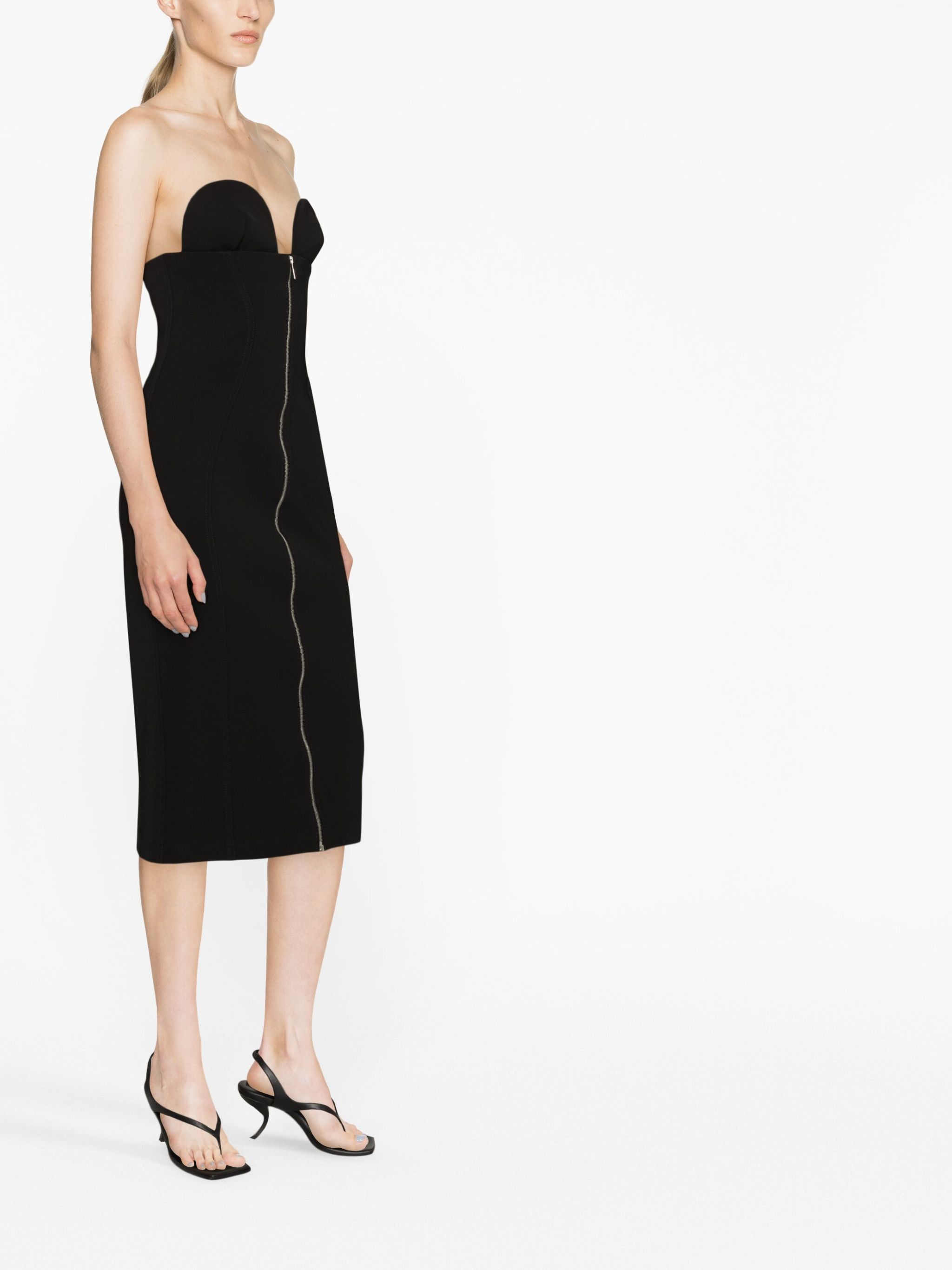 Off-White o1gr1nt1124 Ablohland Crepe Jer Midi Dress in Black Size M / US 6-8 / IT 42-44 - 3 Thumbnail
