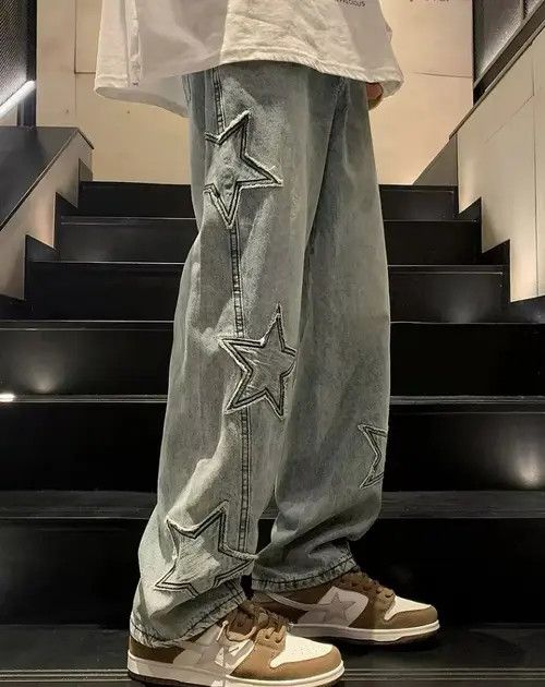 Japanese Brand Tomomi x Keito Star Embroidery Straight Casual Men Jeans Size US 29 - 4 Thumbnail
