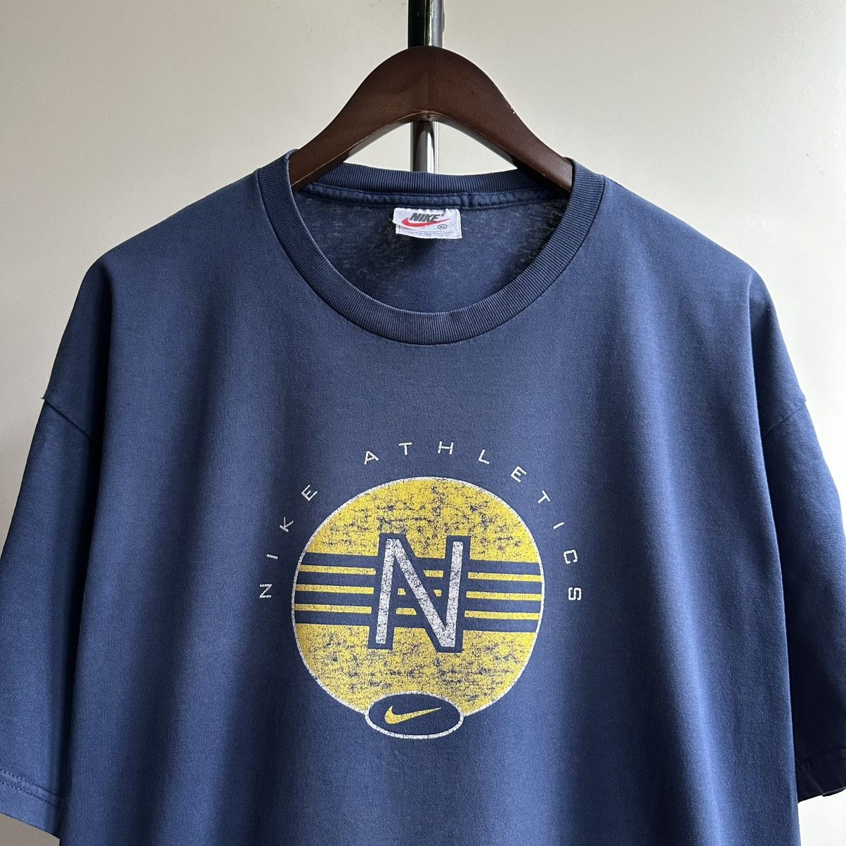 Nike Vintage 90s Nike Athletics Big Logo Tee Size US XL / EU 56 / 4 - 2 Thumbnail