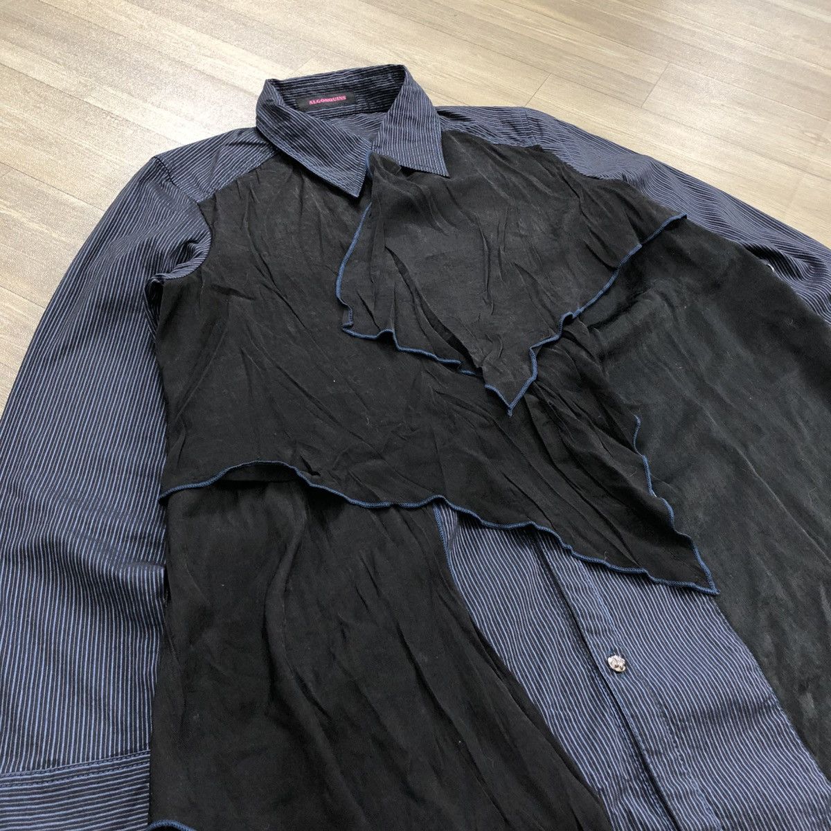 If Six Was Nine × Japanese Brand × Le Grande Bleu (L.G.B.) 2000s Algonquins Bondage Punk LGB GOA Striped Button Up Size US M / EU 48-50 / 2 - 6 Thumbnail