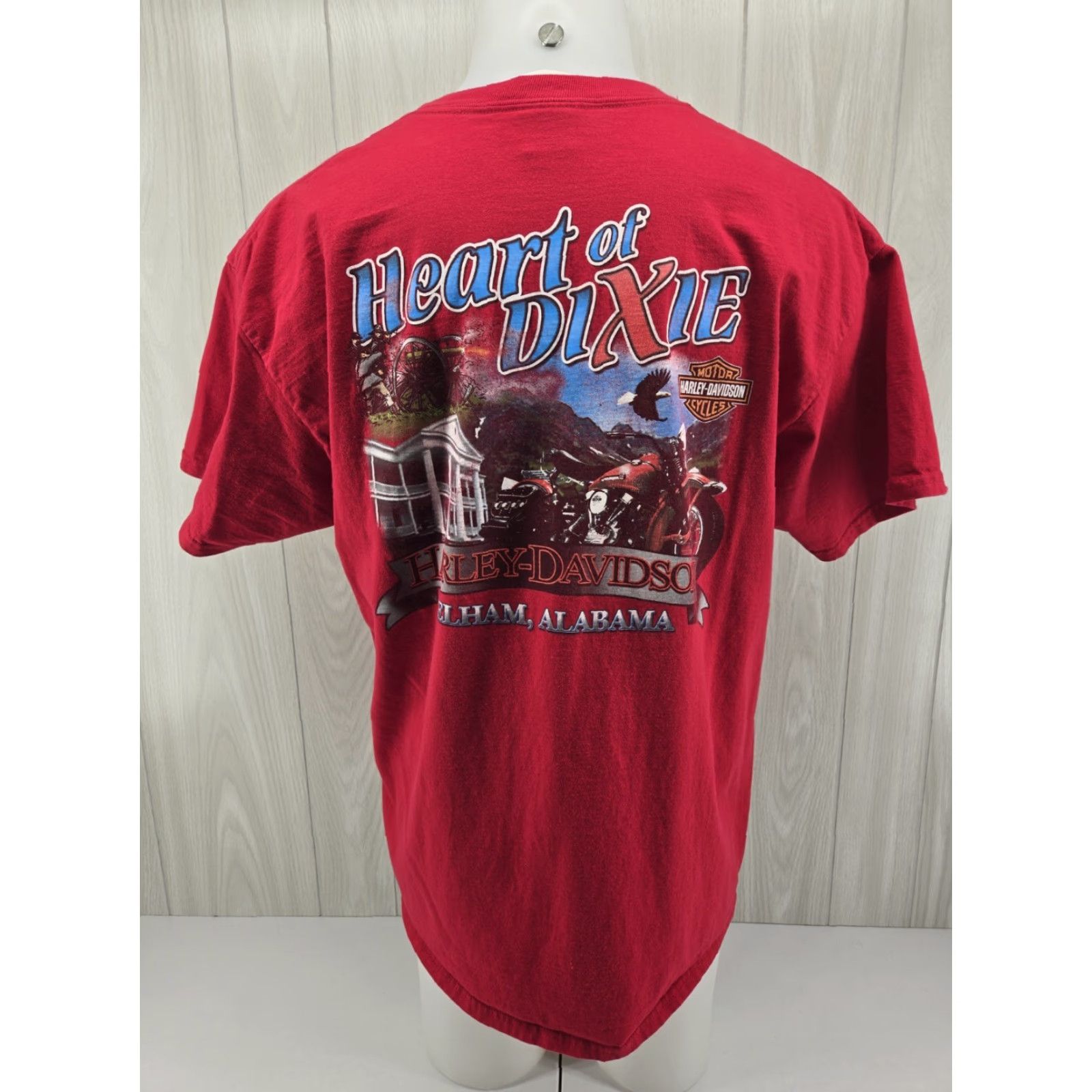 Harley Davidson VINTAGE Harley-Davidson Shirt XL Men Red Double-Sided Graphic Print Heart of Dixie Pelham AL 90s 00s Size US XL / EU 56 / 4 - 2 Thumbnail