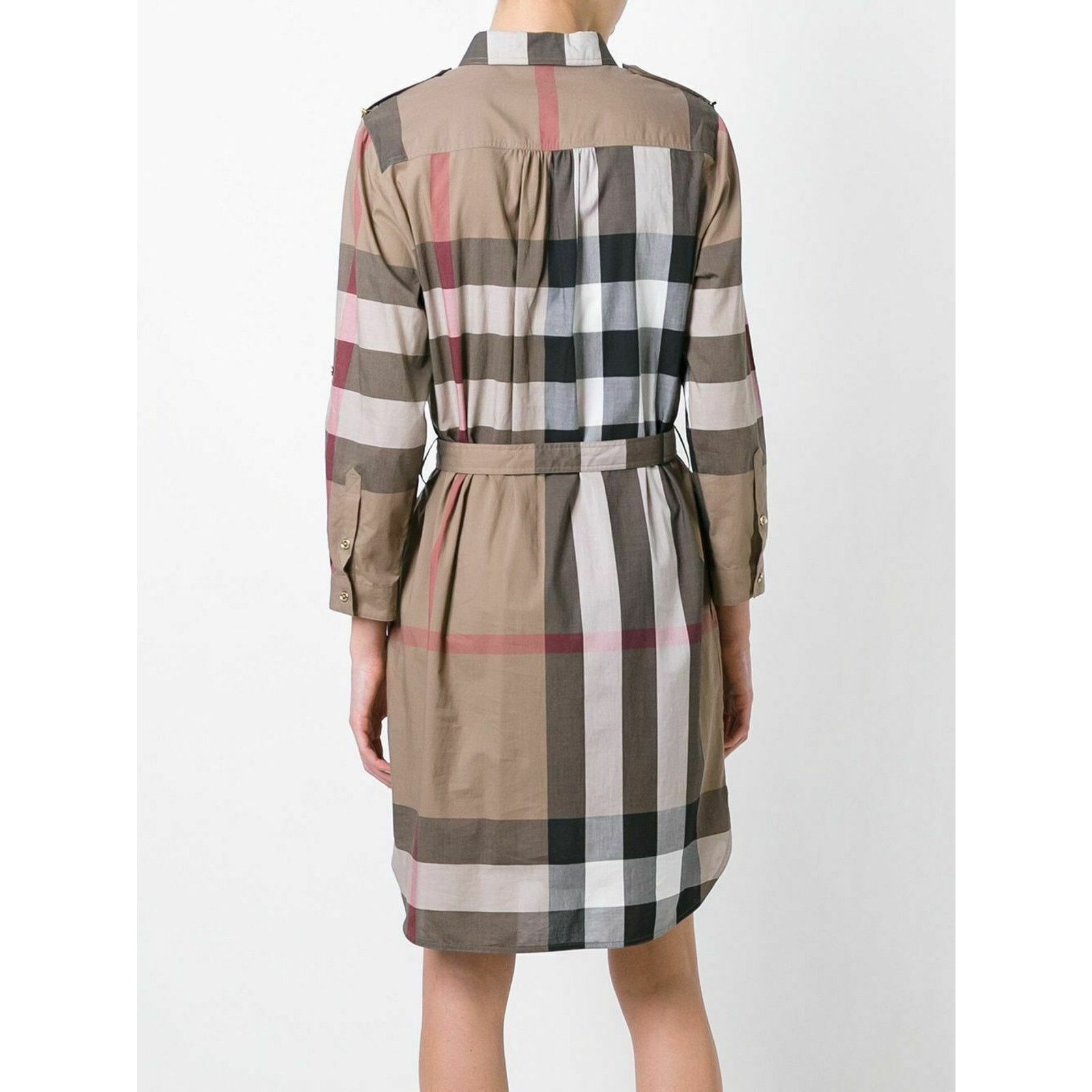 Burberry KELSY BROWN CHECK COTTON BELTED DRES S US 4 / UK 6 / EU 38 Size S / US 4 / IT 40 - 2 Thumbnail