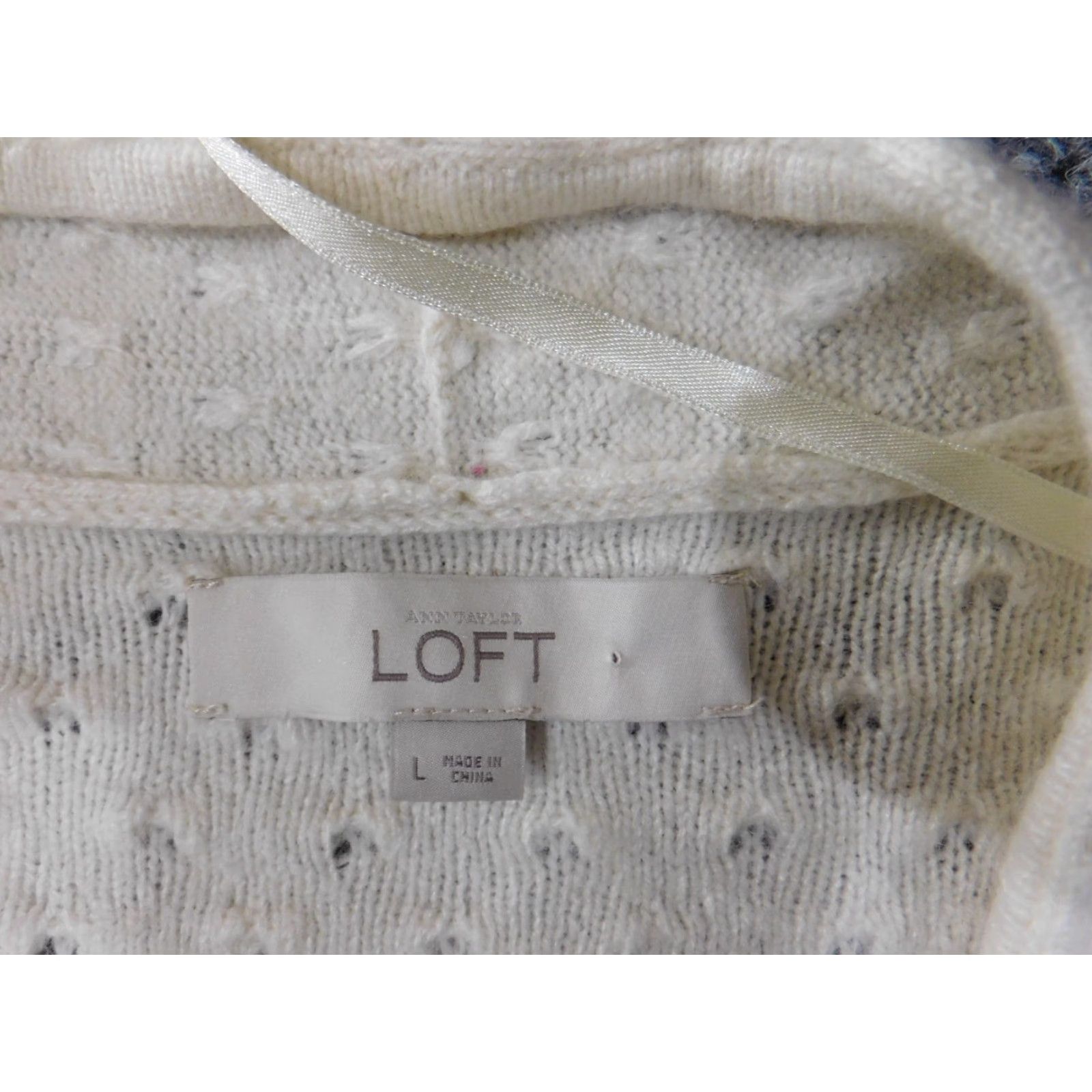 Loft LOFT Cardigan Sweater White L Womens Mock Neck Knit Wool Rayon Stretch Casual Modern Regular Size L / US 10 / IT 46 - 6 Thumbnail