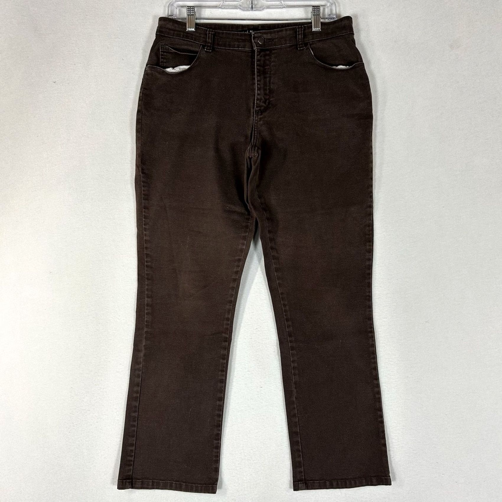 Lee Lee 1889 Relaxed Fit Chino Pants Womens 8 Petite Brown Mid Rise Casual Workwear Pants Size 30" / US 8 / IT 44 - 2 Thumbnail