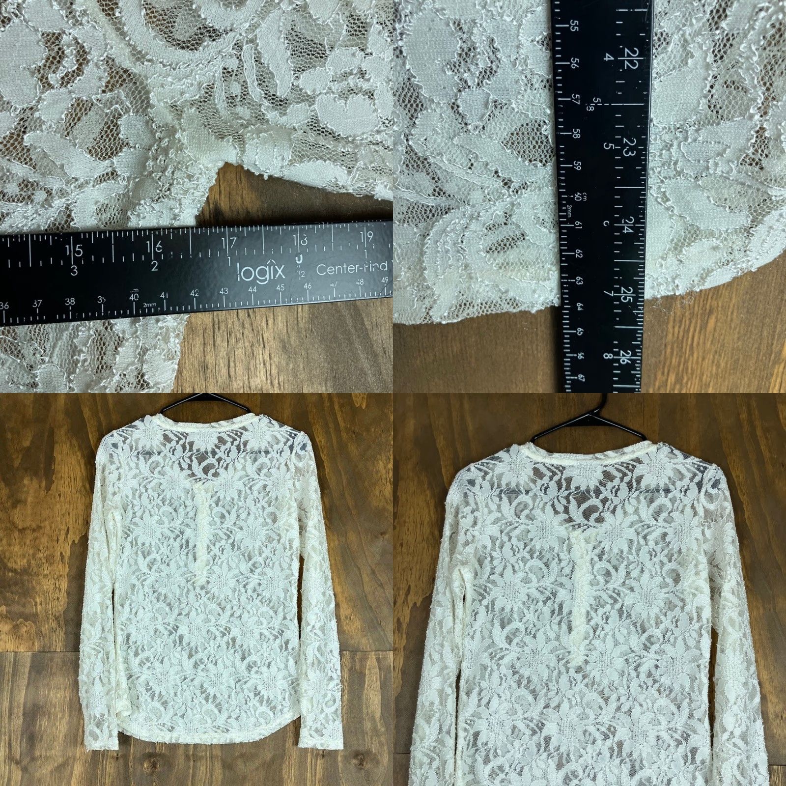 Ariat Ariat Blouse Womens White Floral Lace Long Sleeve Sheer Henley Stretch Small Size S / US 4 / IT 40 - 8 Thumbnail