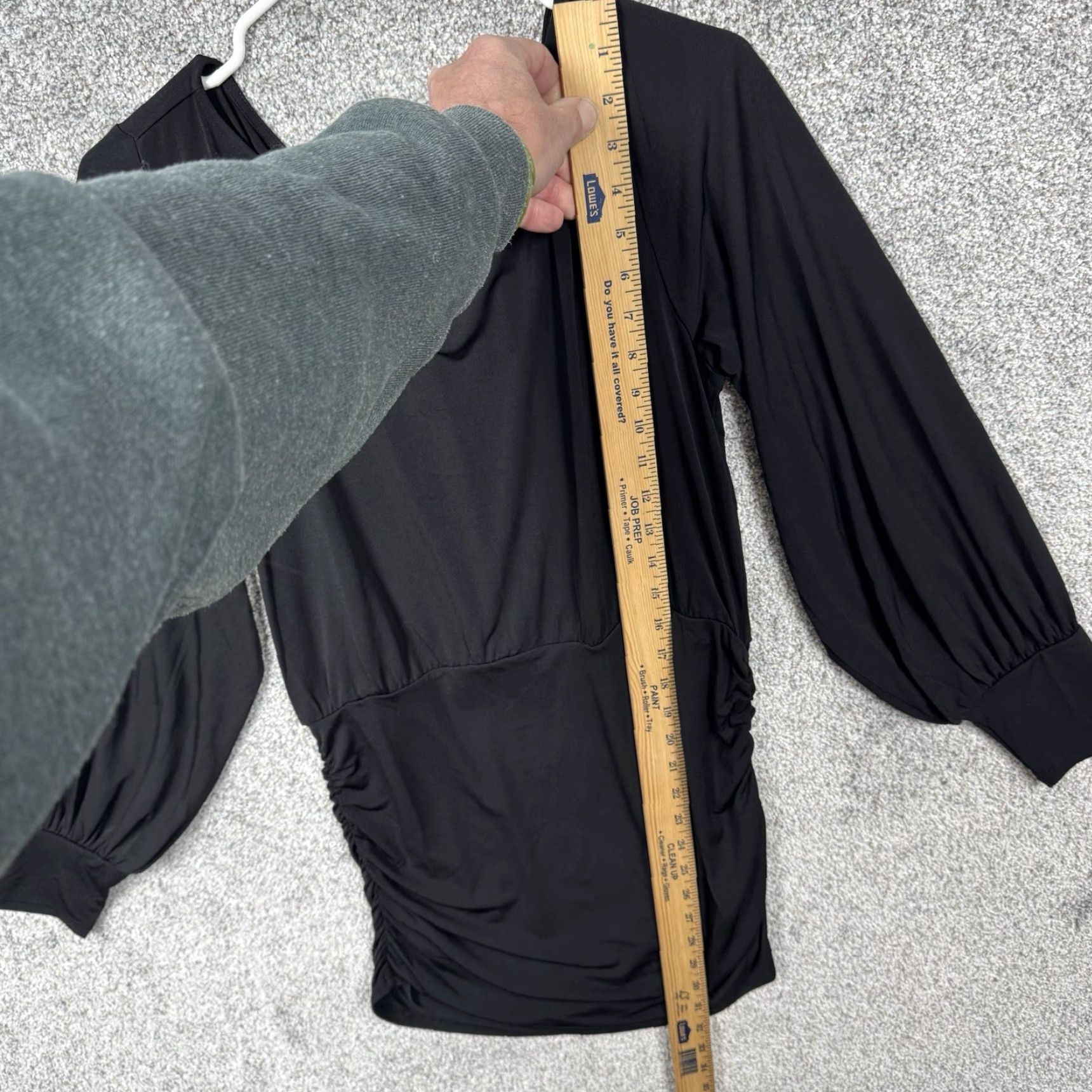 Venus Venus Tunic Top L Black Long Sleeve Ruched Bodycon Office Clubwear Shirt Women Size L / US 10 / IT 46 - 3 Thumbnail
