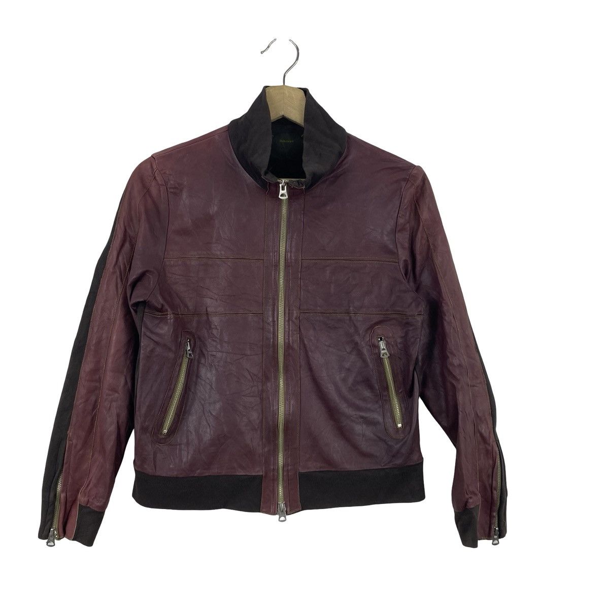 Vintage Vintage INBREED Leather Cafe Racer Jacket Distressed Zip Size S / US 4 / IT 40 - 5 Thumbnail