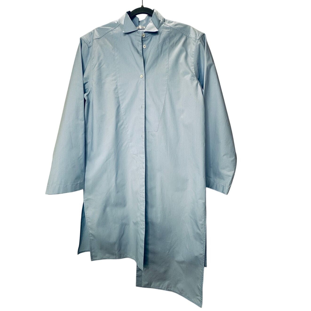 Loewe Loewe Blue Button Split Side Asymmetrical Hem Shirt Dress S Size S / US 4 / IT 40 - 3 Thumbnail