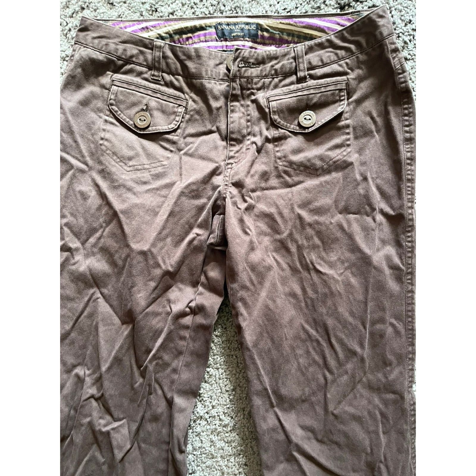 Banana Republic Banana Republic Martin Fit Chino Pants Womens Size 10 Brown Wide-Leg Stretch Size 32" / US 10 / IT 46 - 2 Thumbnail