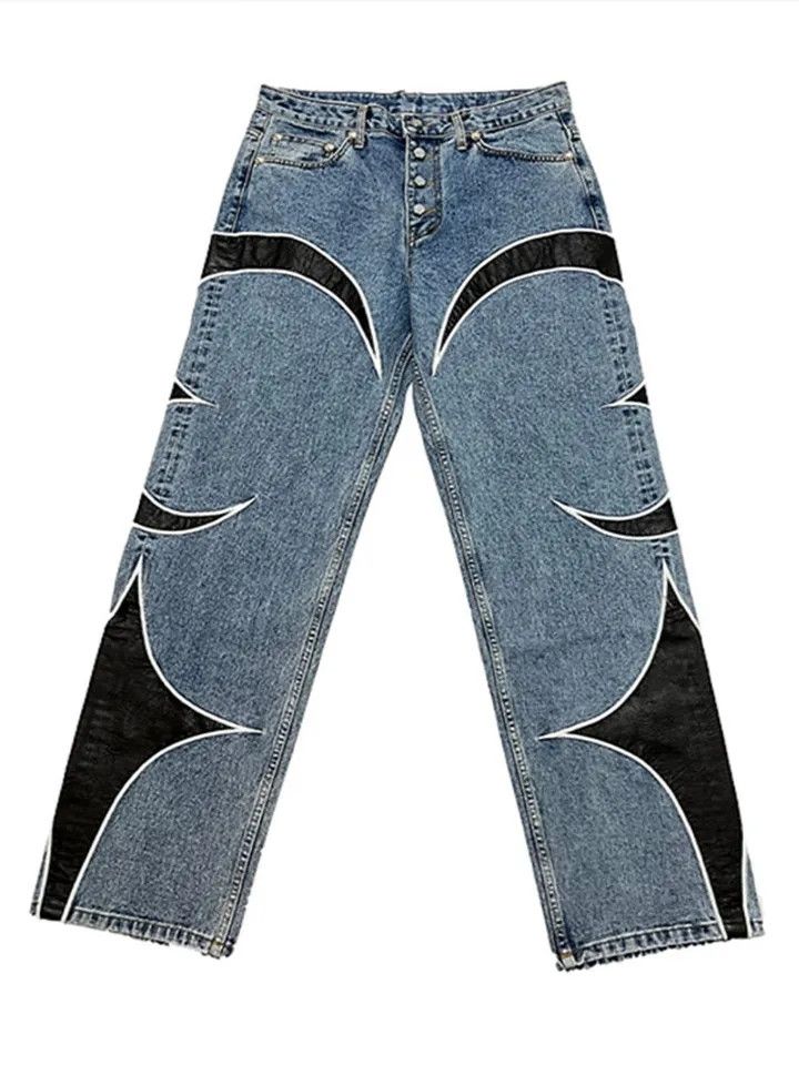 Japanese Brand × Jean Pu Leather Baggy Patchwork Jeans Size US 32 / EU 48 - 3 Thumbnail