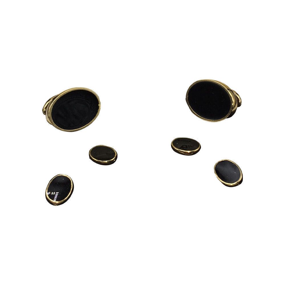 Pierre Cardin Pierre Cardin Gold and Onyx Cuff Links and Stud Set Size ONE SIZE - 2 Thumbnail