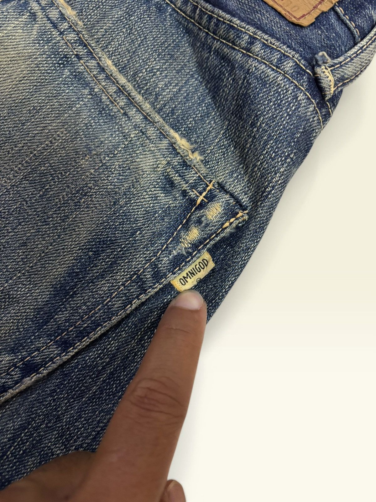 Samurai Jeans Vtg Japan Omnigod Selvedge Grunge Whisker Faded Jeans Size US 29 - 12 Thumbnail