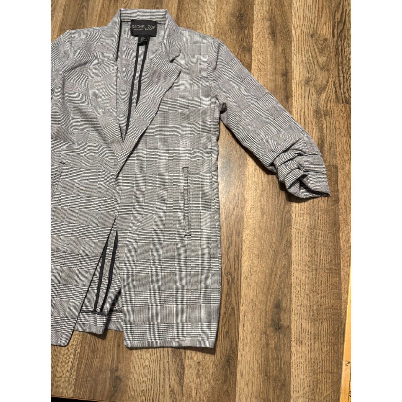 Rachel Zoe Rachel Zoe Blazer Women's XS Gray Long Sleeve Houndstooth Pockets Modern Tuxedo Size XS / US 0-2 / IT 36-38 - 3 Thumbnail
