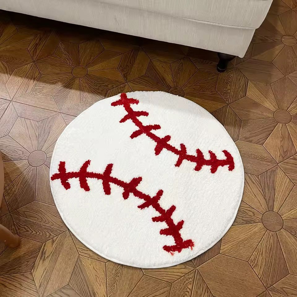 Handmade Custom Baseball Round Tufted Bedroom Rug Carpet Size ONE SIZE - 3 Thumbnail