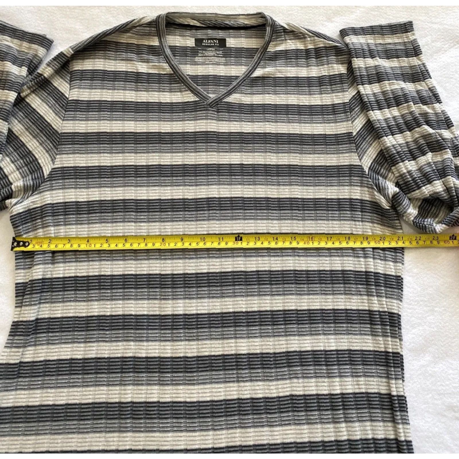 Alfani Alfani Sweater Men L Long Sleeve V-Neck Cotton Blend Lightweight Pullover Gray Stylish Casual Knit Shirt Mens Size US L / EU 52-54 / 3 - 4 Thumbnail