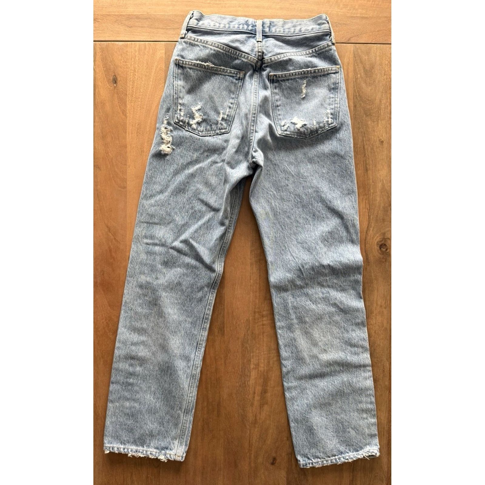 Agolde AGOLDE 90's Mid Rise Loose Fit Jeans Womens 23 Light Wash Blue Denim 5-Pocket Button Rise High Straight Cruiser 90s Grunge Retro City USA Womens Size 40" / US 18 - 2 Thumbnail
