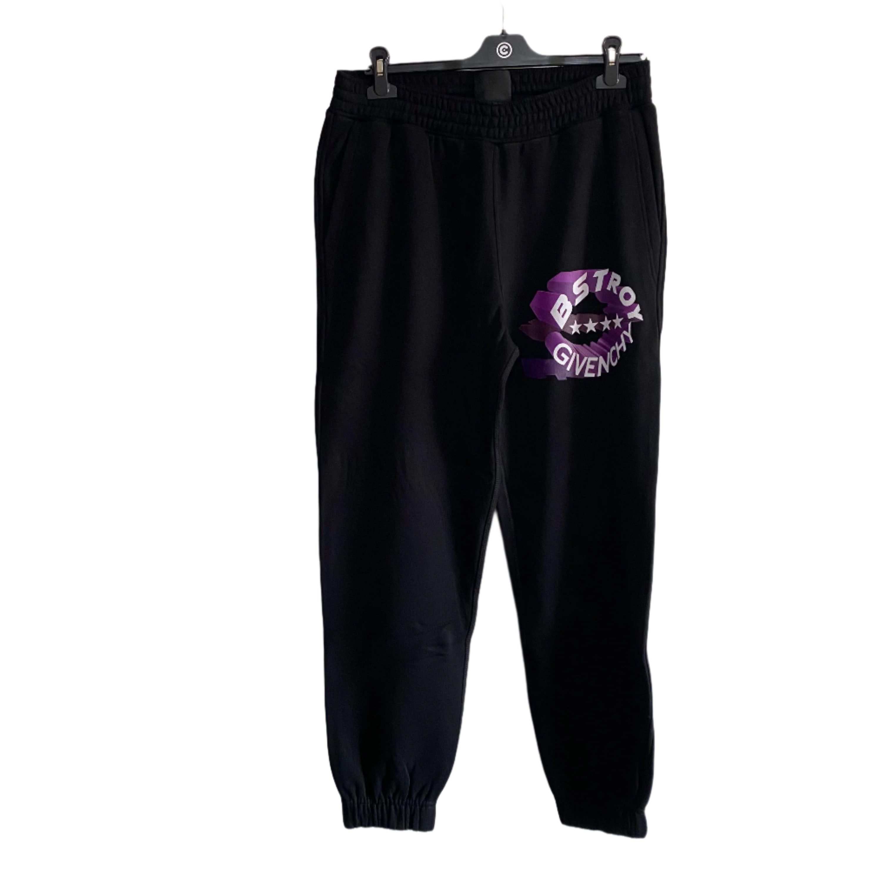 Givenchy × BSTROY Black Purple Logo Slim Sweatpants Size 28" / US 6 / IT 42 - 2 Thumbnail
