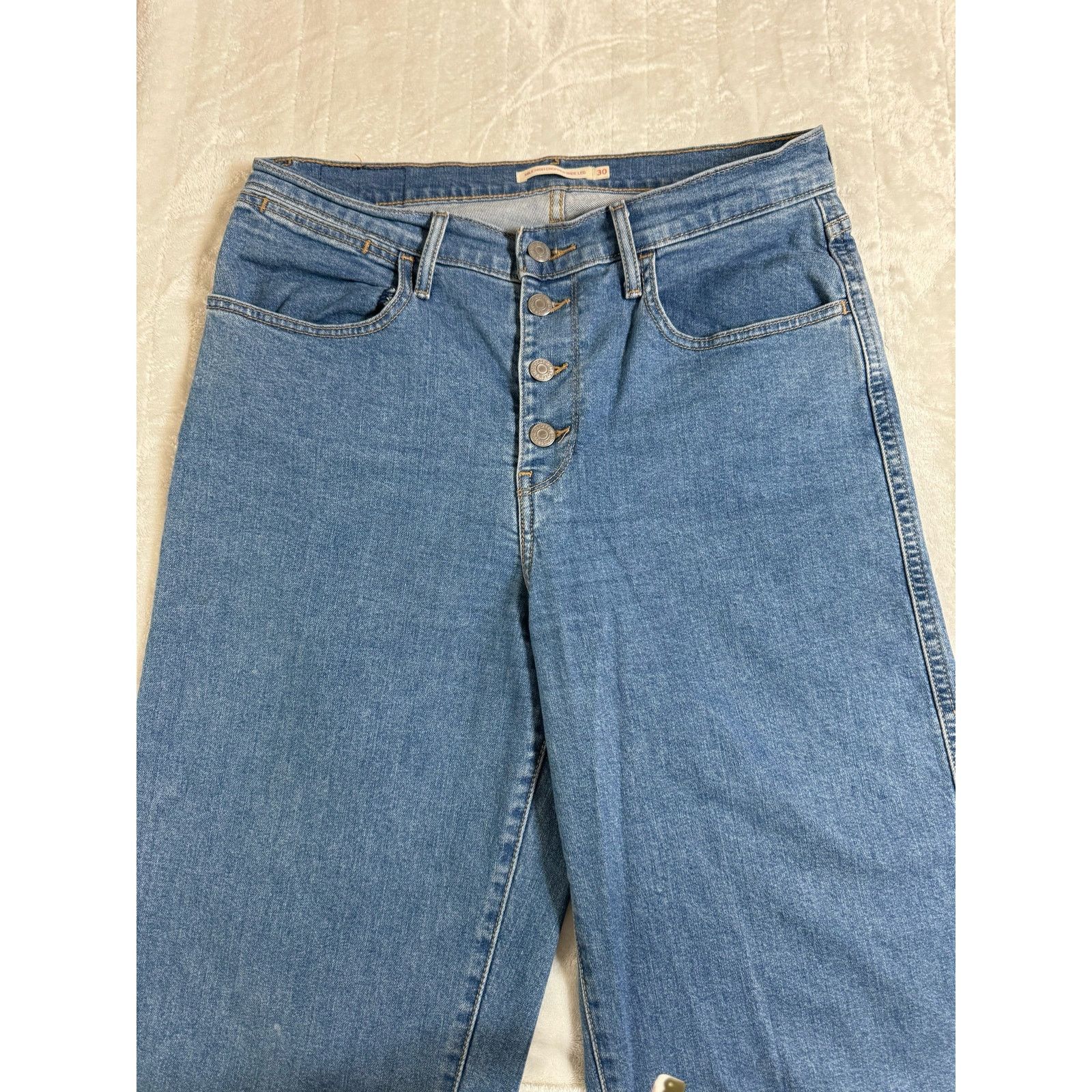 Unknown London Levi's 501 Mile High Cropped Wide Leg Jeans Women’s Size 30 Size 30" / US 8 / IT 44 - 3 Thumbnail