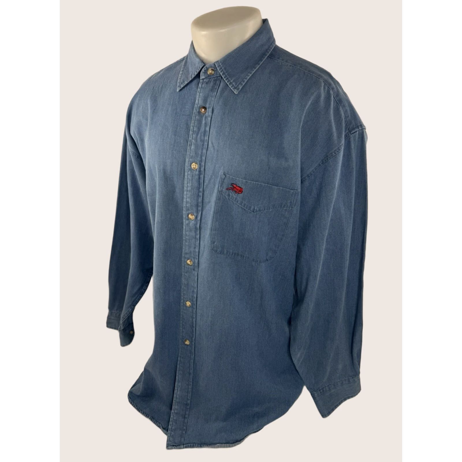 Denime PERLIS Crawfish Denim Mens XL New Orleans Shirt Button-Up Long Sleeve Blue Size US XL / EU 56 / 4 - 1 Thumbnail
