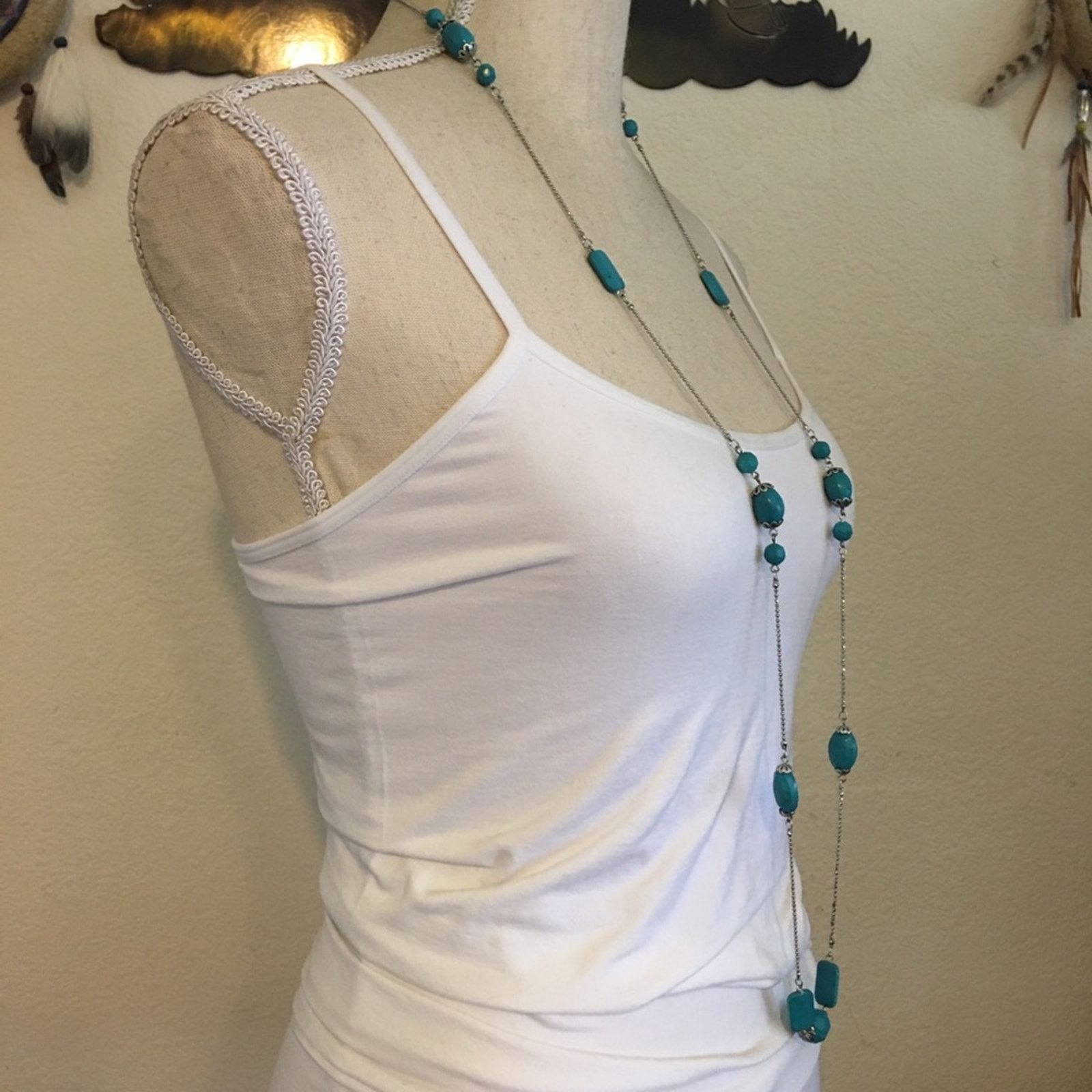 Jewelry Faux turquoise beads silver ball chain necklace Size ONE SIZE - 3 Thumbnail